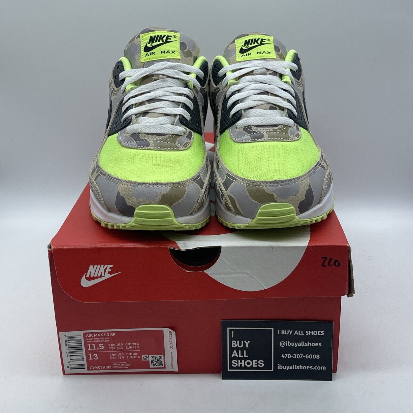 Size 11.5 - Nike Air Max 90 Green Camo Suede Leather (CW4039-300)
