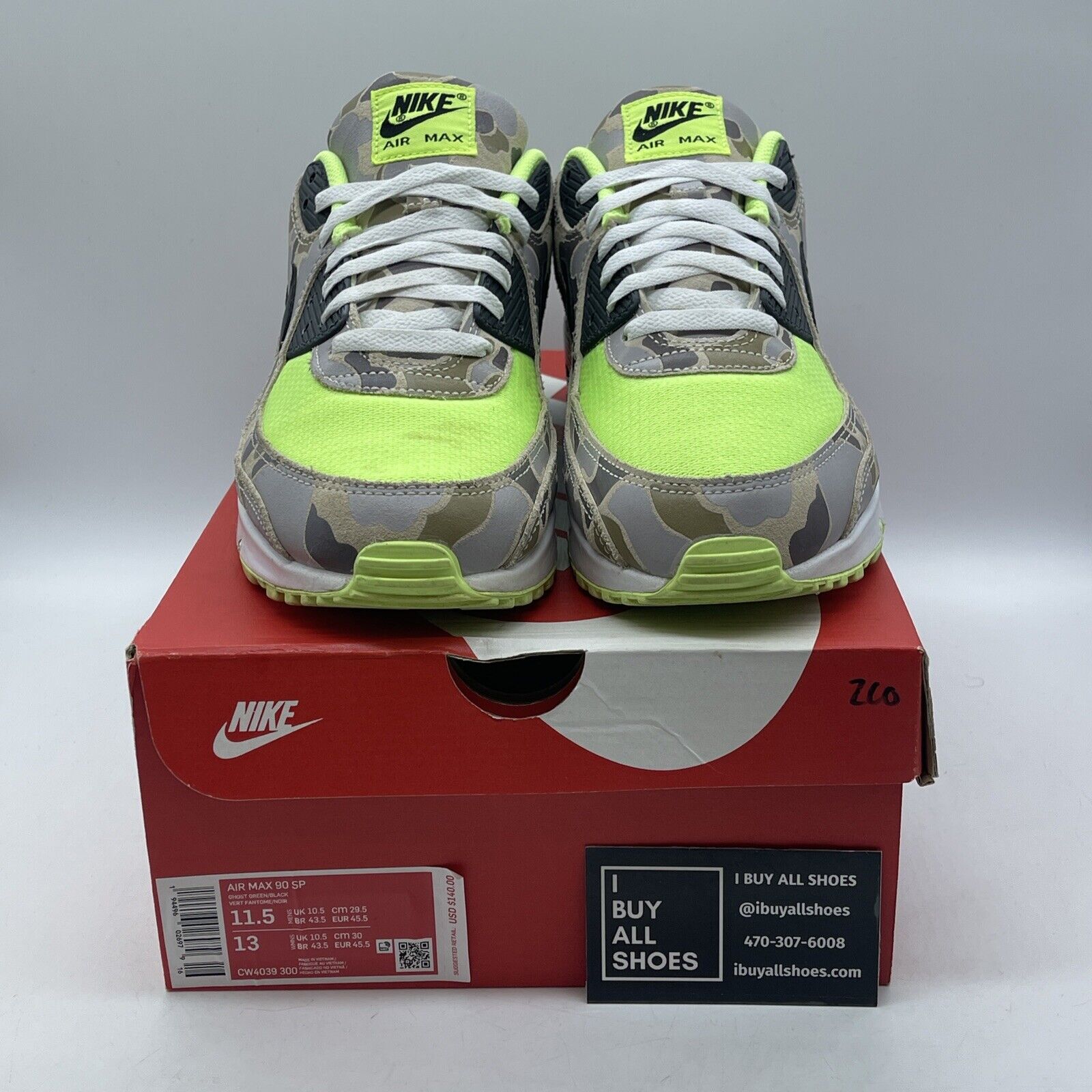 Size 11.5 - Nike Air Max 90 Green Camo Suede Leather (CW4039-300)