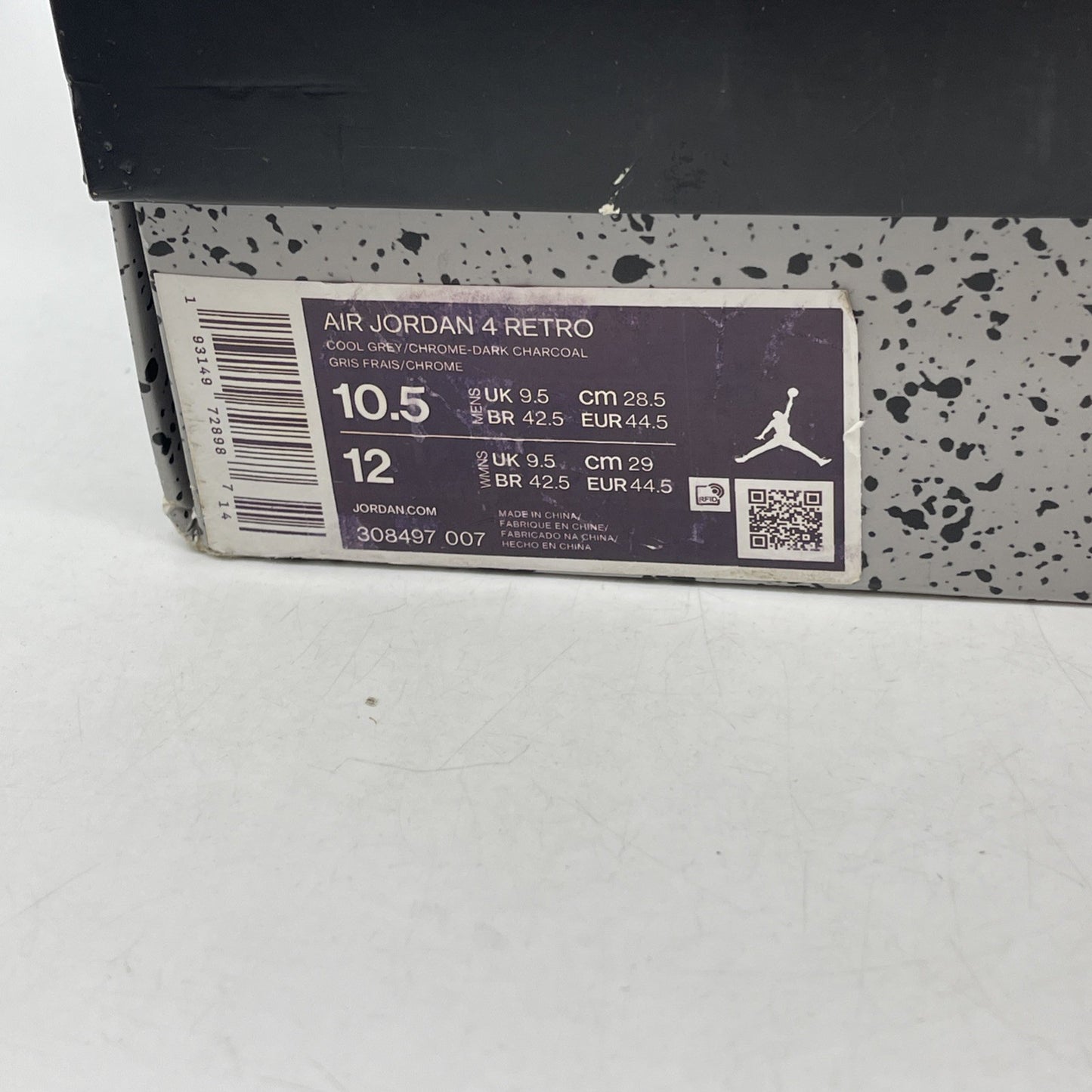 Size 10.5 - Air Jordan 4 Retro Low Cool Grey (308497-007)