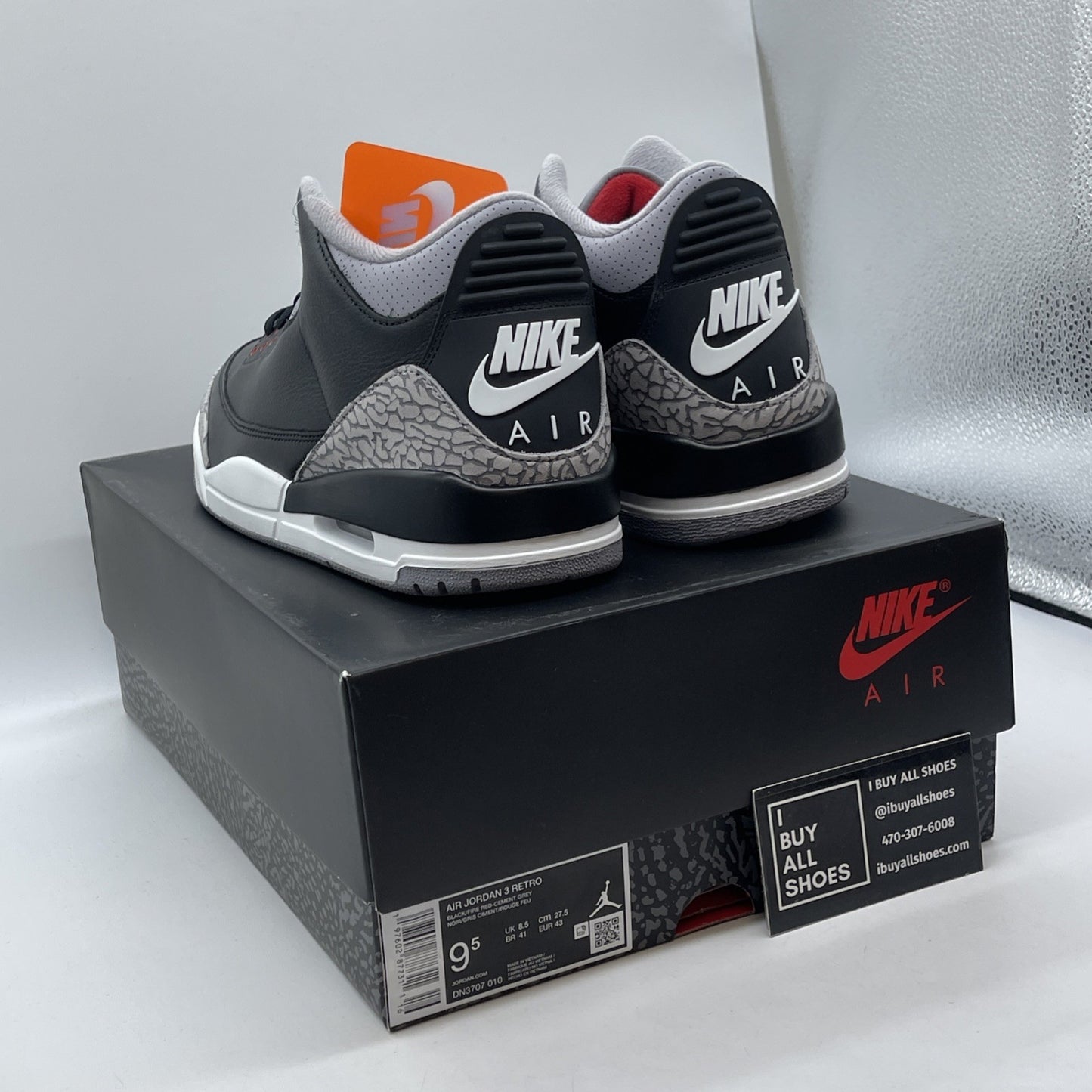 Size 9.5 - Air Jordan 3 Retro OG 2024 Black Cement Suede Leather (DN3707-010)