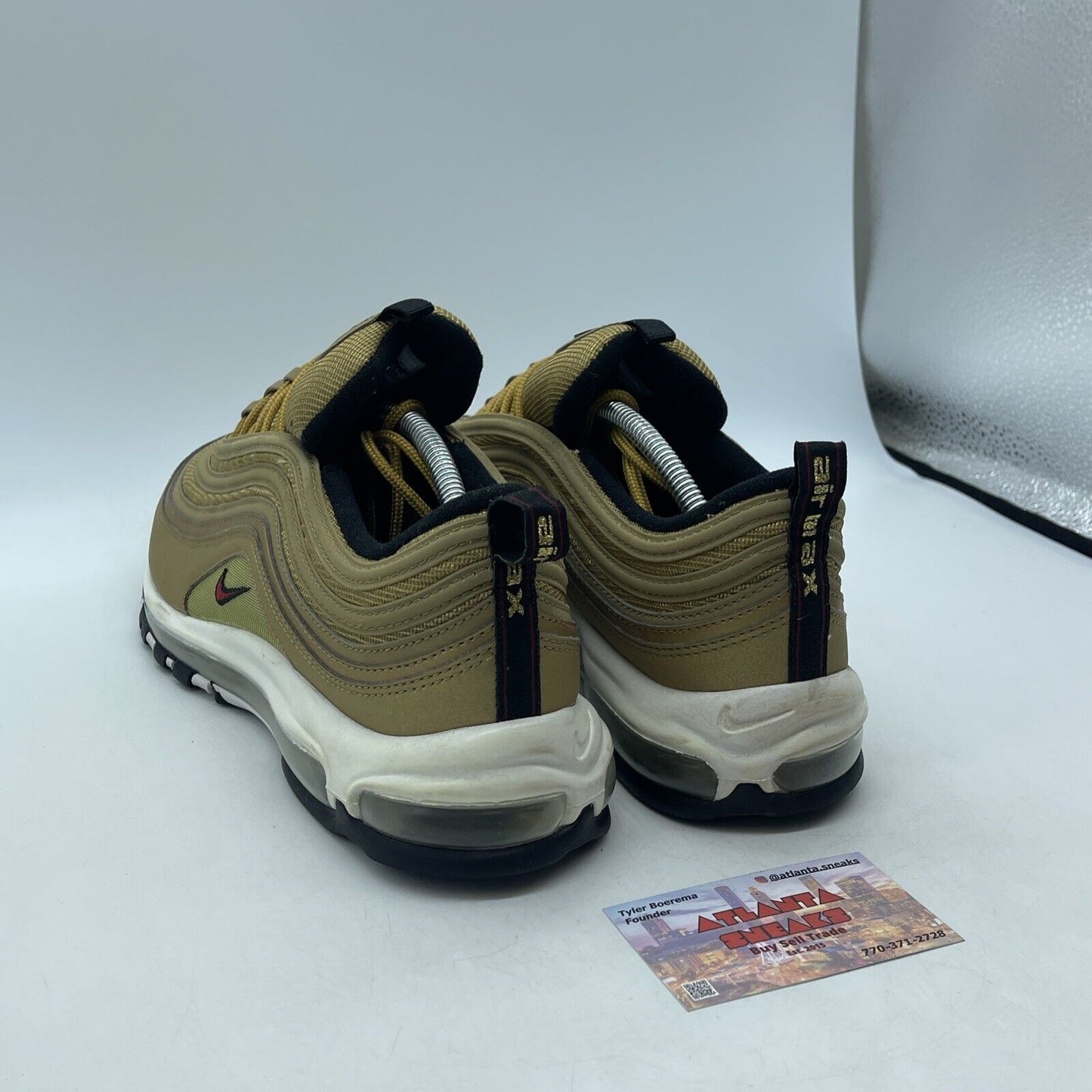 Size 11 - Nike Air Max 97 OG QS Metallic Gold Red Black Suede Leather 884421-700