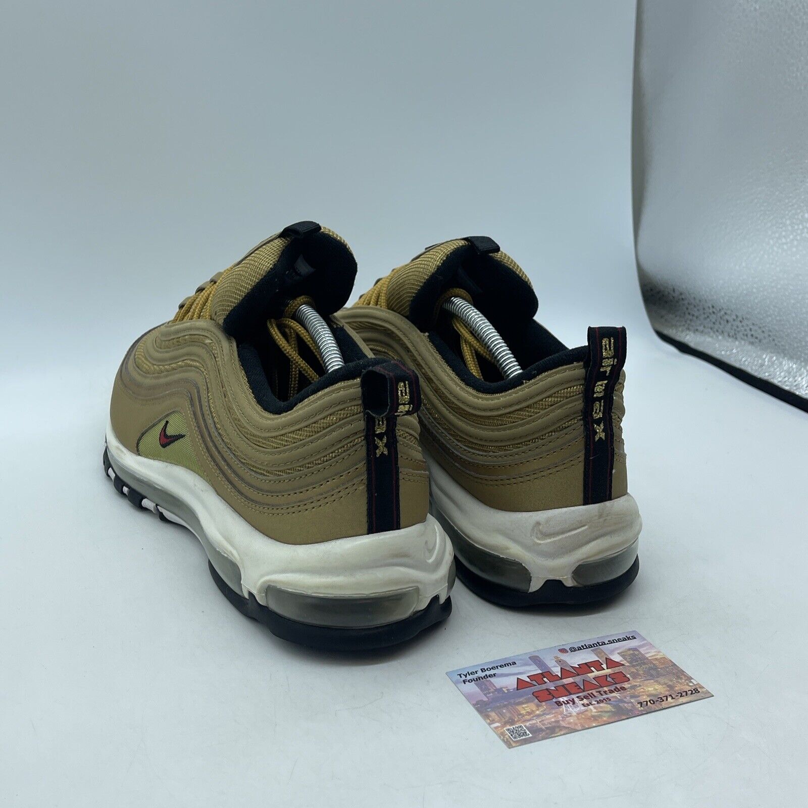 Size 11 - Nike Air Max 97 OG QS Metallic Gold Red Black Suede Leather 884421-700