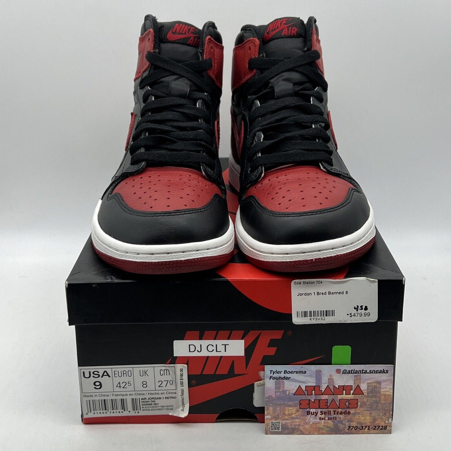 Size 9 - Jordan 1 Retro OG High Banned, Bred Black Red White Leather 555088-001