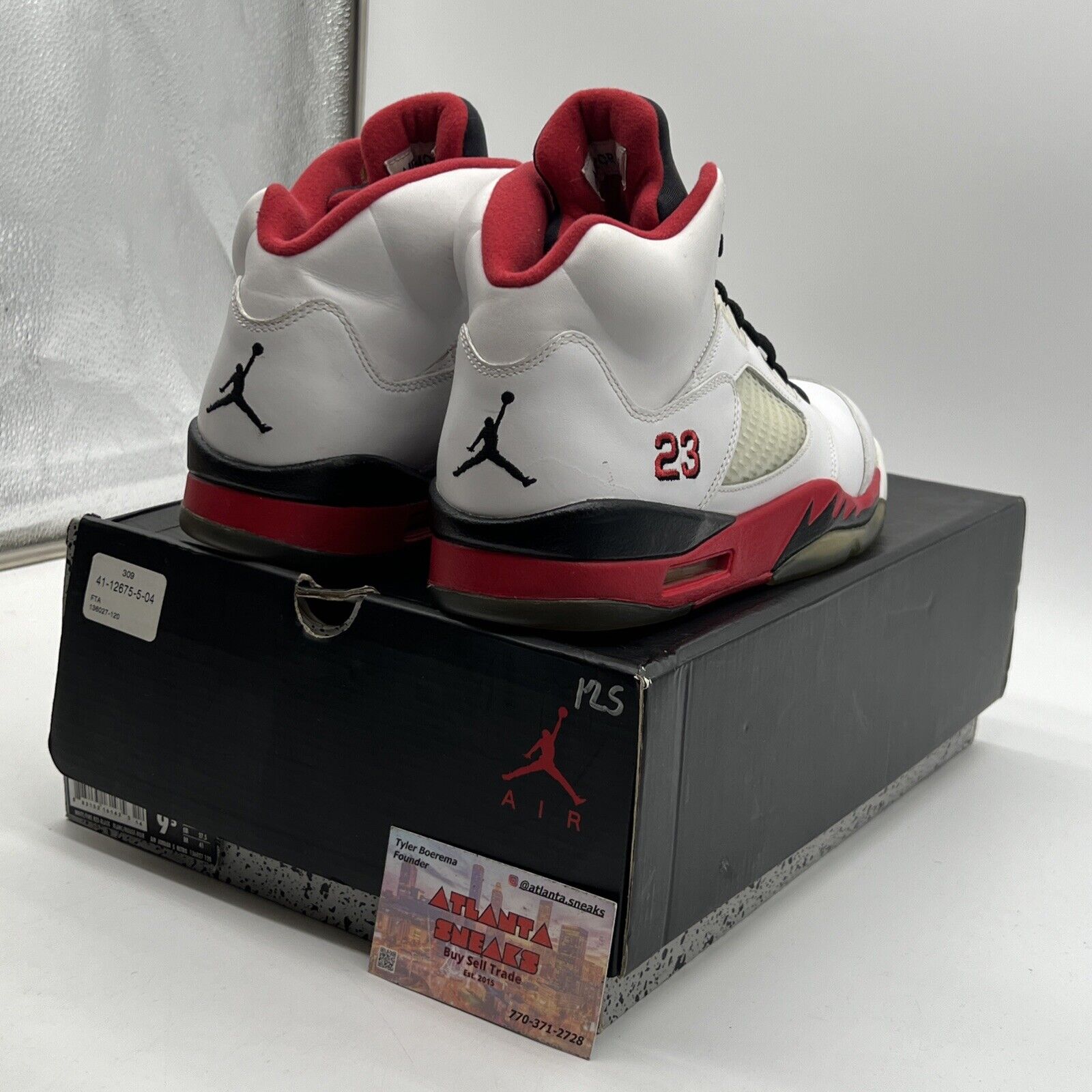 Size 9.5 - Air Jordan 5 Retro 2013 Fire Red Black White Leather (136027-120)