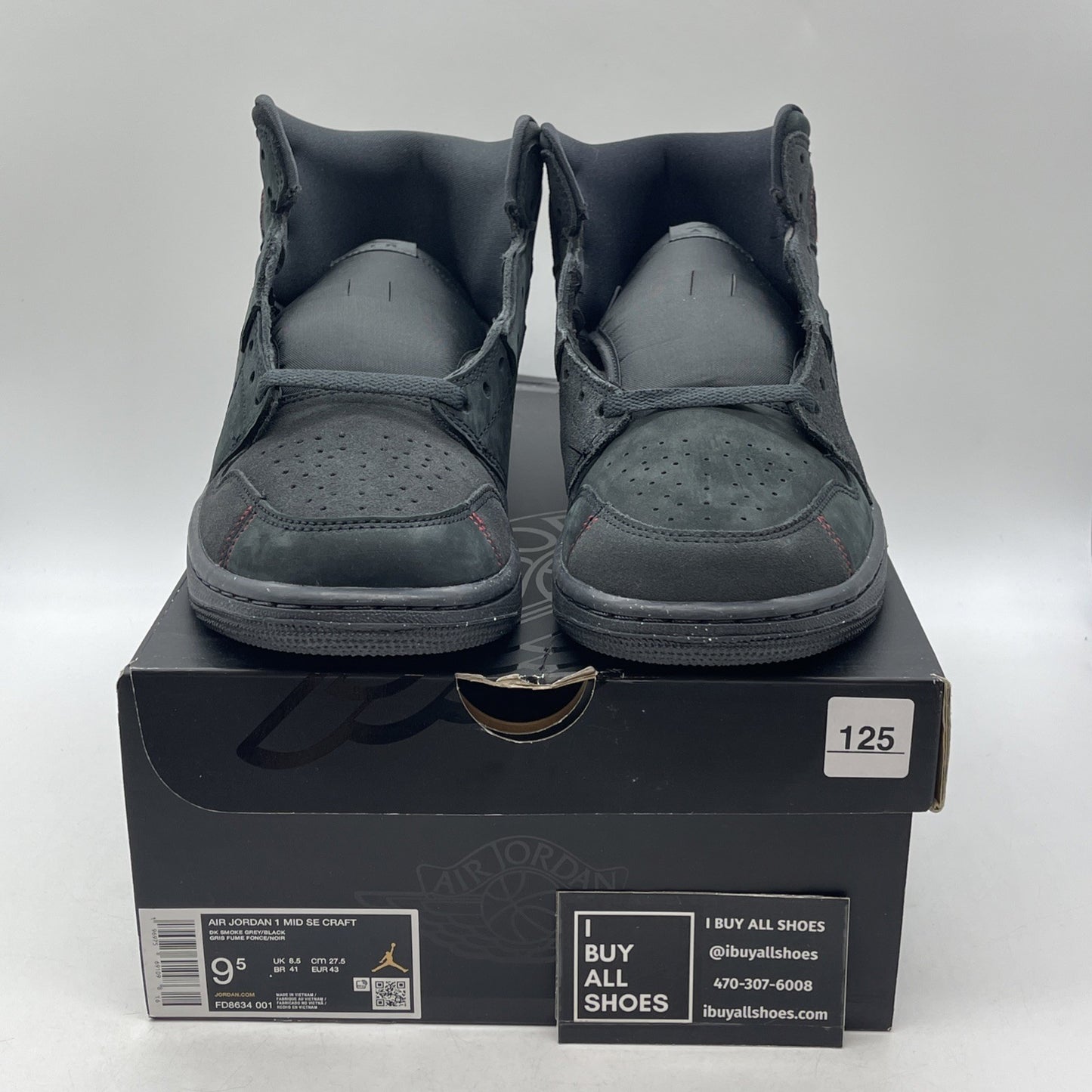 Size 9.5 - Air Jordan 1 SE Craft Mid Dark Smoke Red (FD8634-001)