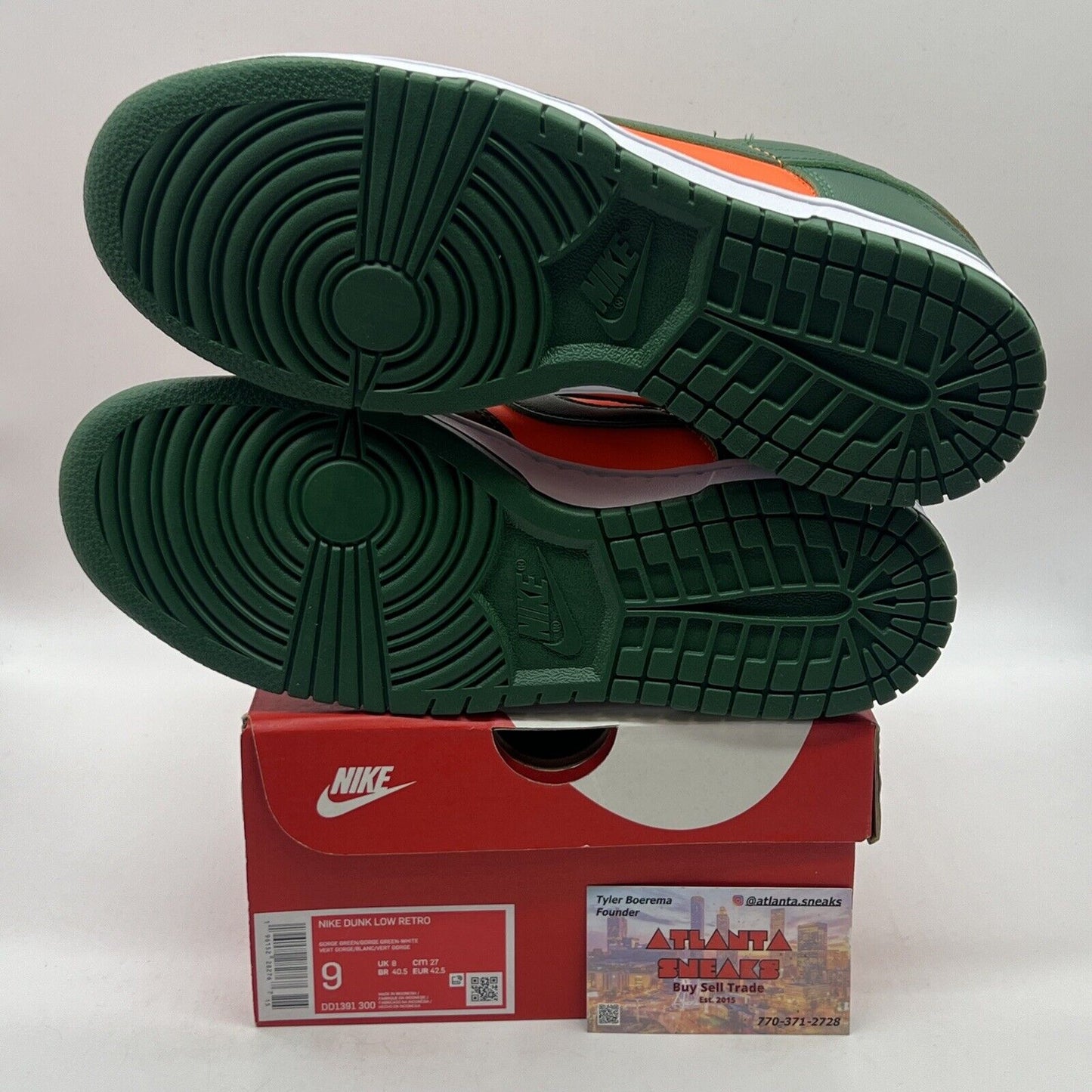 Size 9 - Nike Dunk Low Miami Hurricanes Brand New Og All