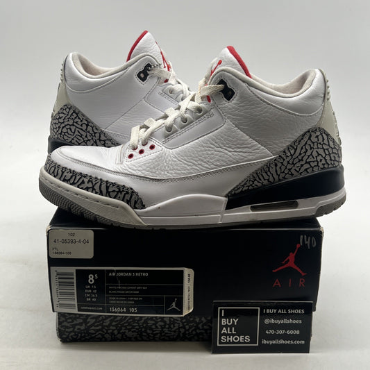 Size 8.5 - Air Jordan 3 Retro White Cement 2011 (136064-105)