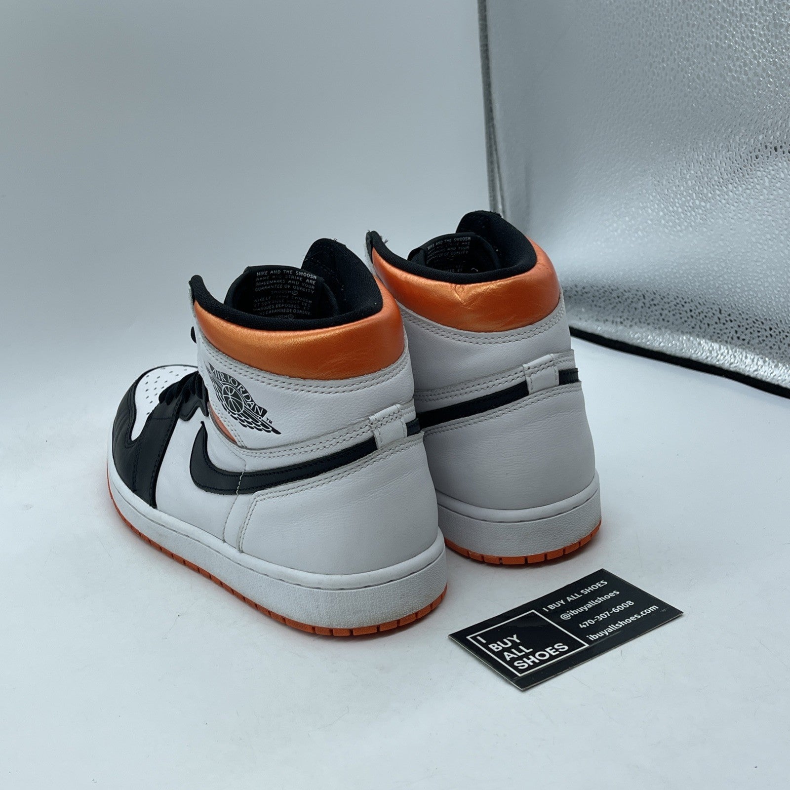 Size 9.5 - Jordan 1 Retro High Electro Orange Black White Leather (555088-180)