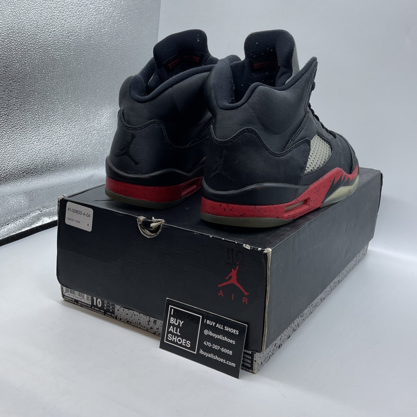 Size 10 - Air Jordan 5 Retro Satin Bred Black Red (136027-006)