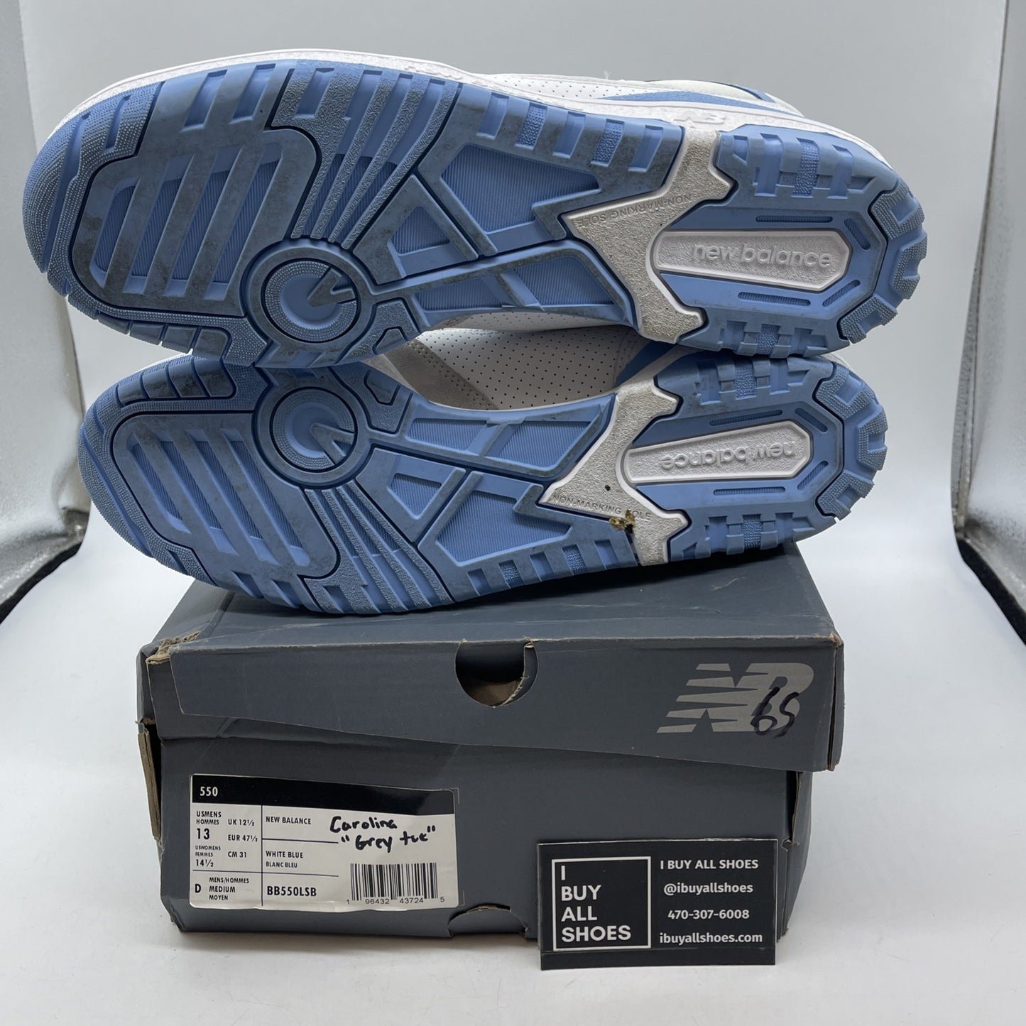 Size 13 - New Balance 550 White Blue Haze (BB550LSB)