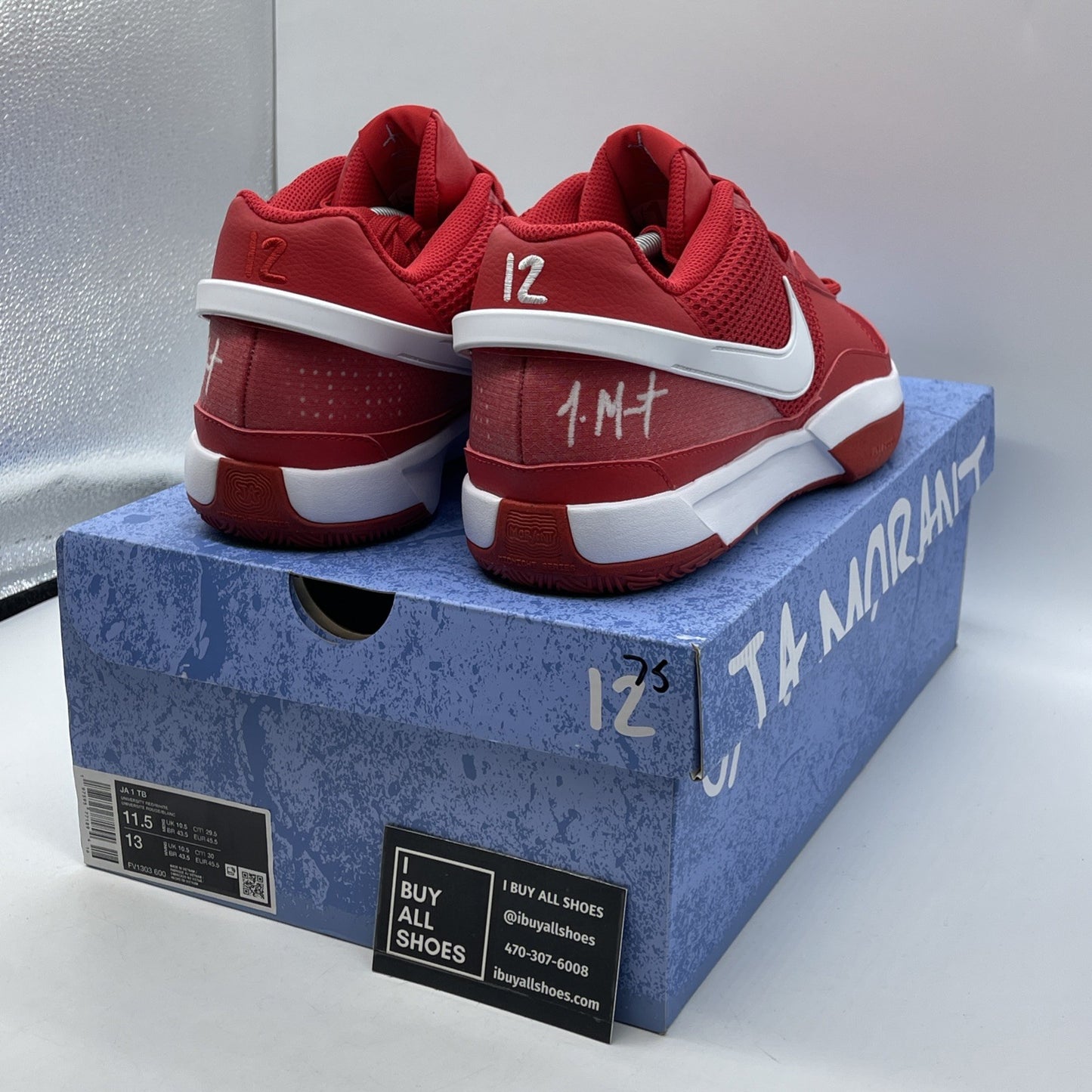 Size 11.5 - Nike Ja 1 TB Basketball Shoes University Red White (FV1303-600)