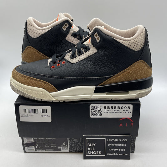 Size 7Y - Jordan 3 Retro Mid Desert Elephant Black Brown Suede (DM0967-008)