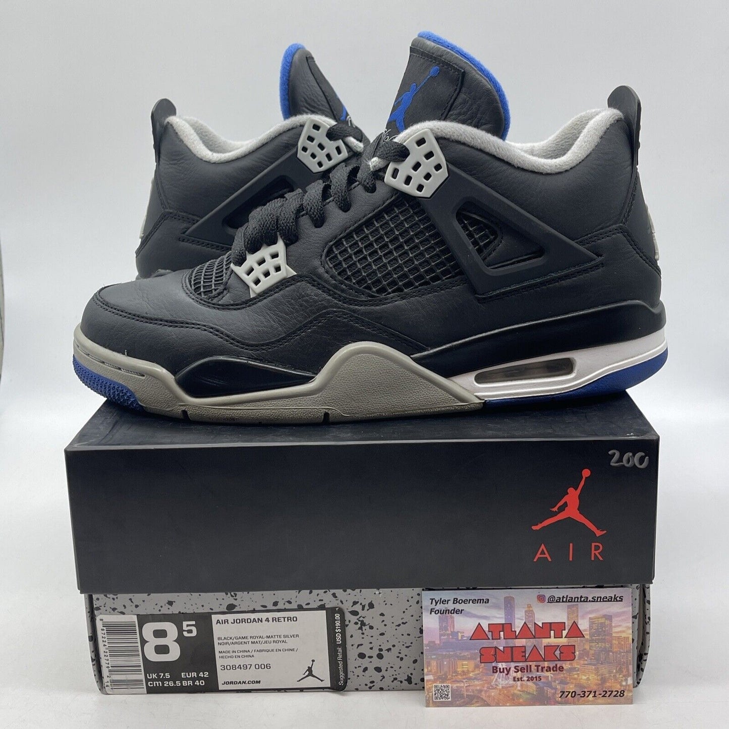 Size 8.5 - Jordan 4 Retro Motorsports Alternate 2017 Black Blue (308497-006)