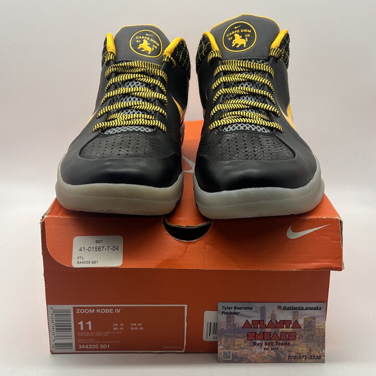 Size 11 - Nike Zoom Kobe 4 Carpe Diem Black Yellow Purple (344355-001)