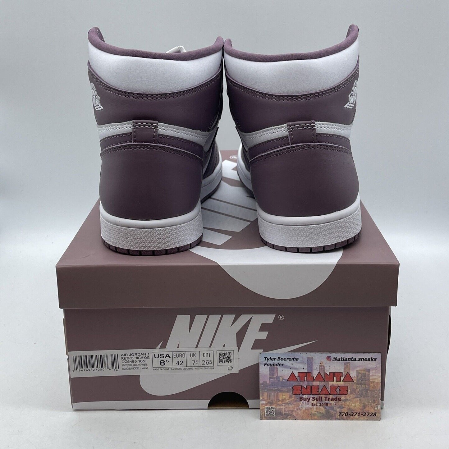 Size 8.5 - Air Jordan 1 Retro OG High Mauve Purple White Leather (DZ5485-105)