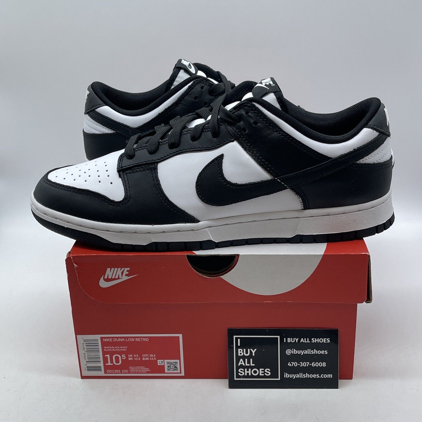 Size 10.5 - Nike Dunk Low Black White Suede Leather (DD1391-100)