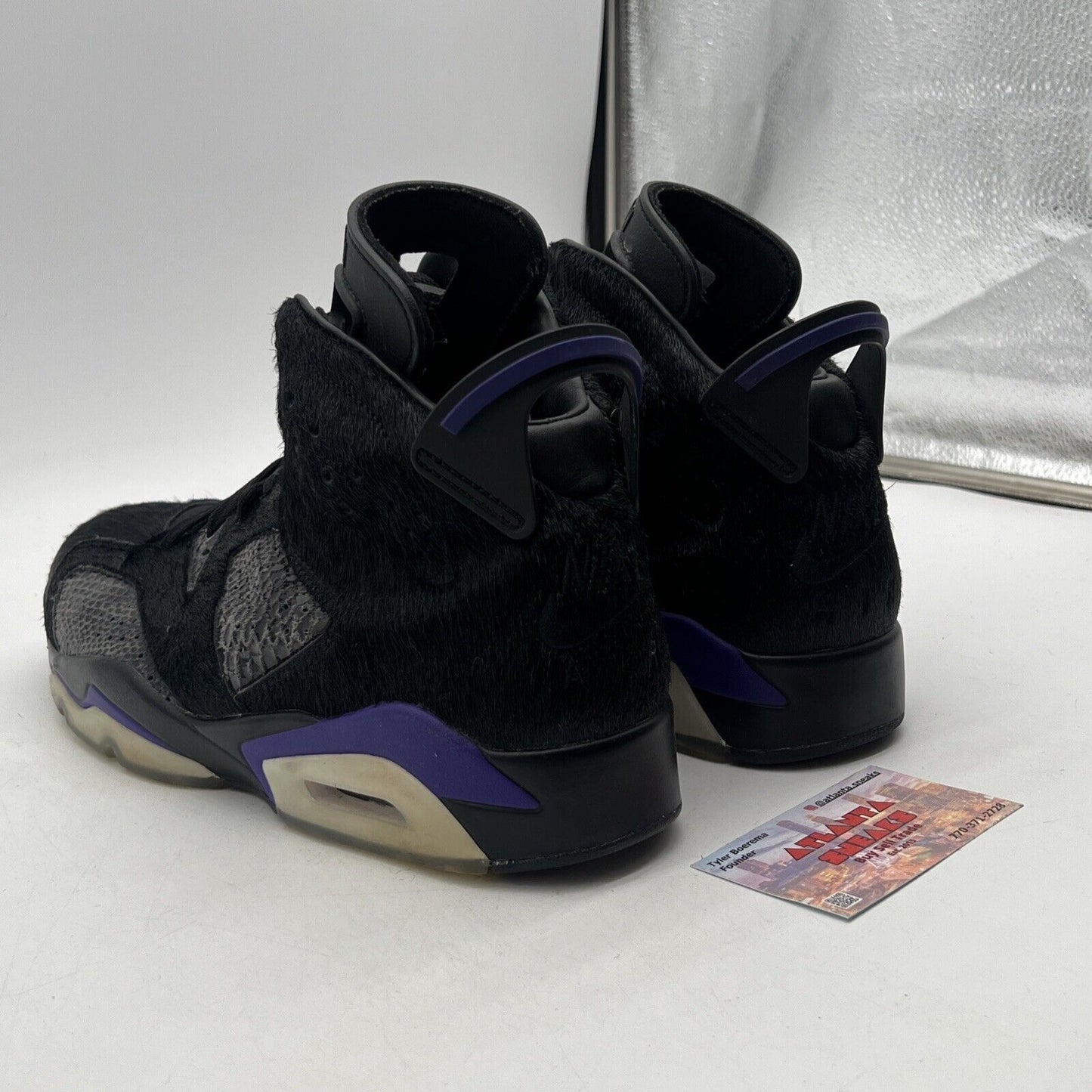 Size 9.5 - Social Status x Air Jordan 6 Retro Pony Hair Black Purple AR2257-005