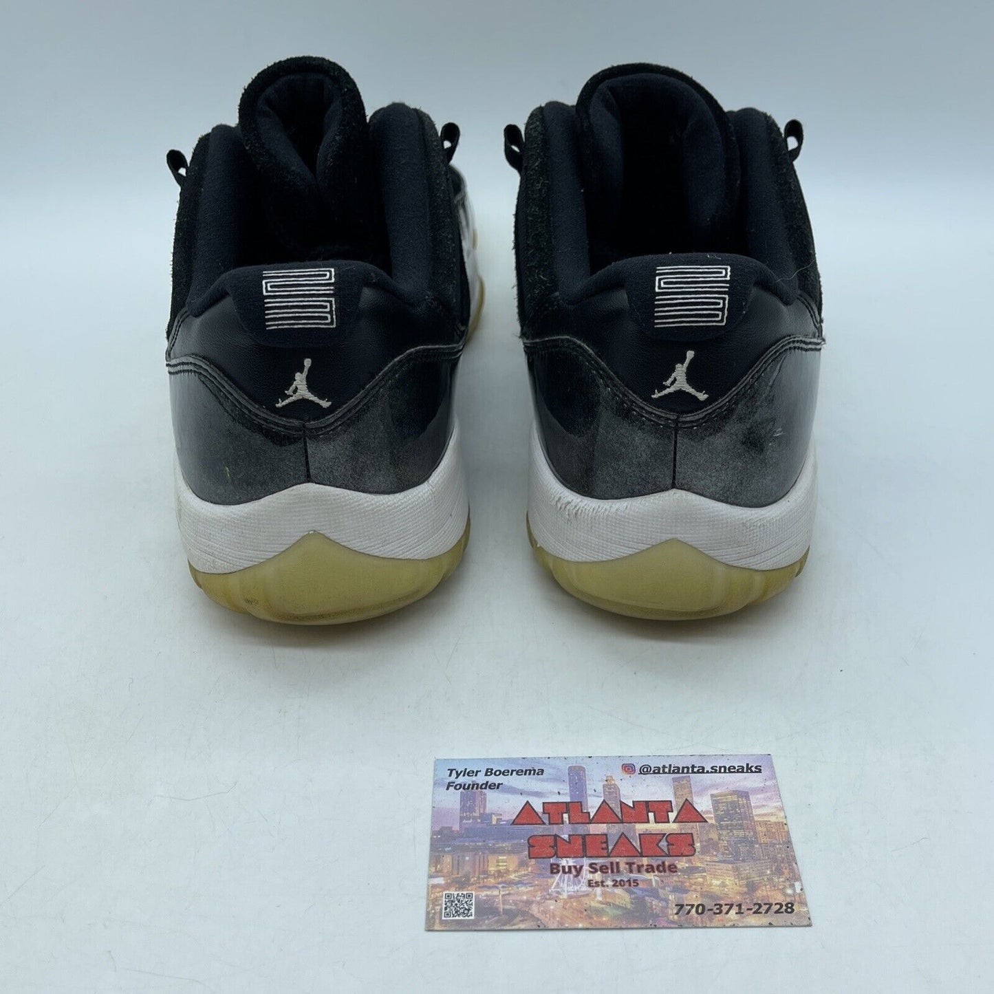 Size 10.5 - Air Jordan 11 Low Barons Black White Suede Leather (528895-010)