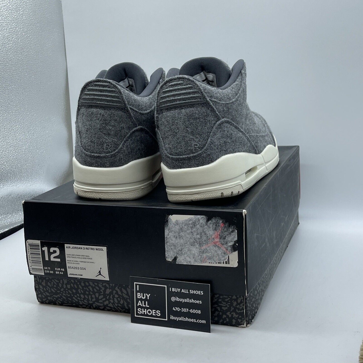 Size 12 - Air Jordan 3 Retro Wool Grey White Suede Leather (854263-004)