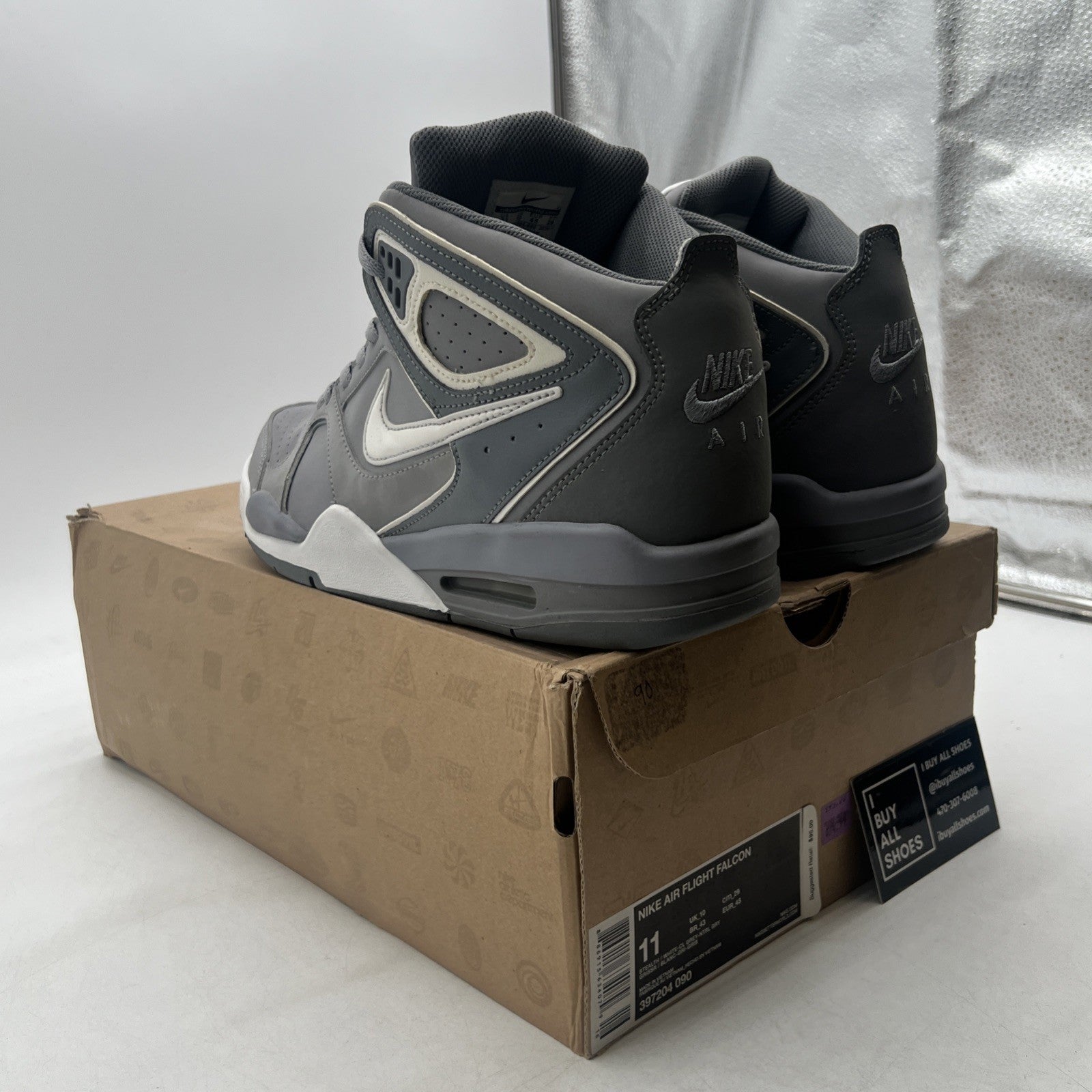 Size 11 - Nike Air Flight Gray white Trim Basketball Sports Men's (397204-090)