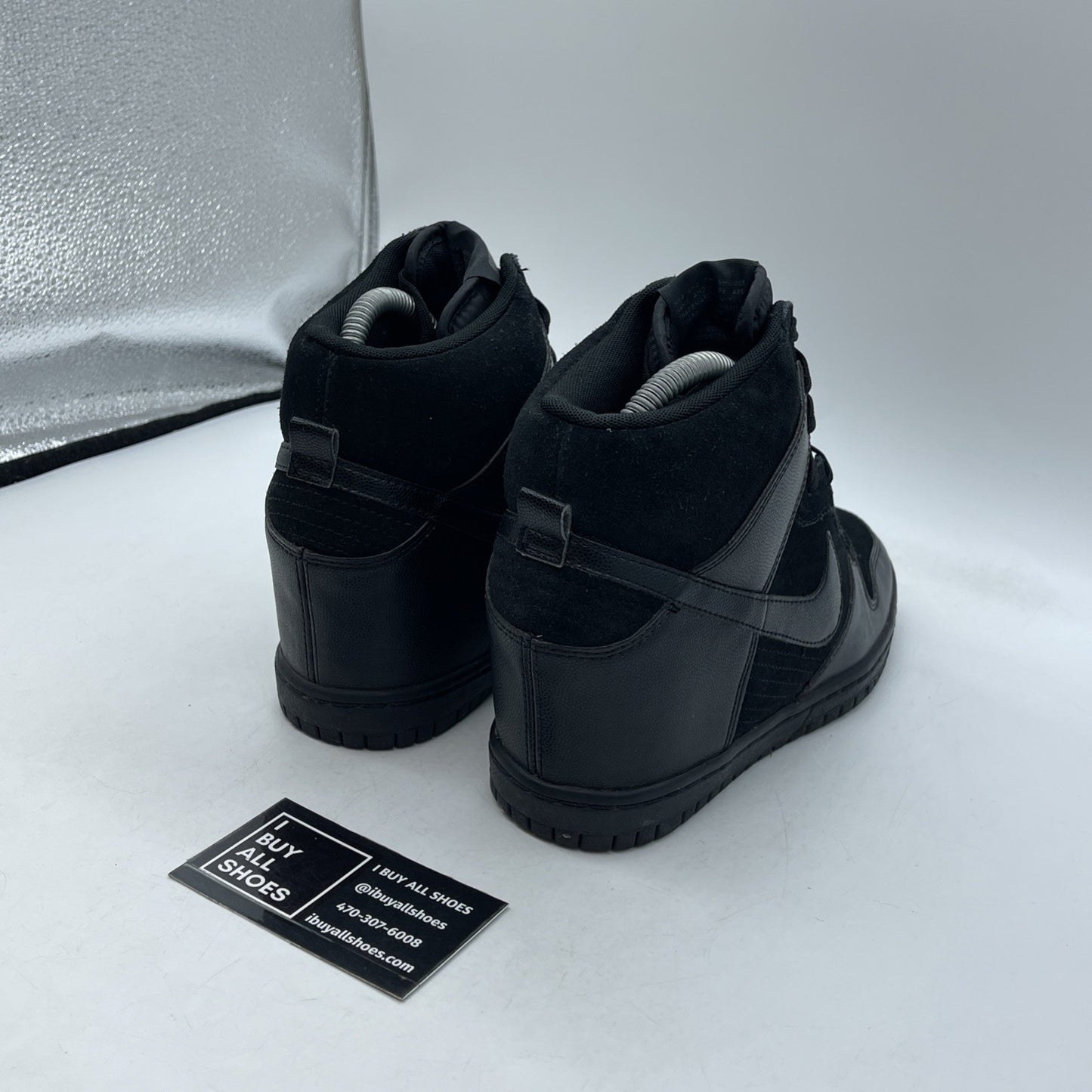 Size 9W- Nike Dunk Sky High Black Out Suede Leather (528899-004)