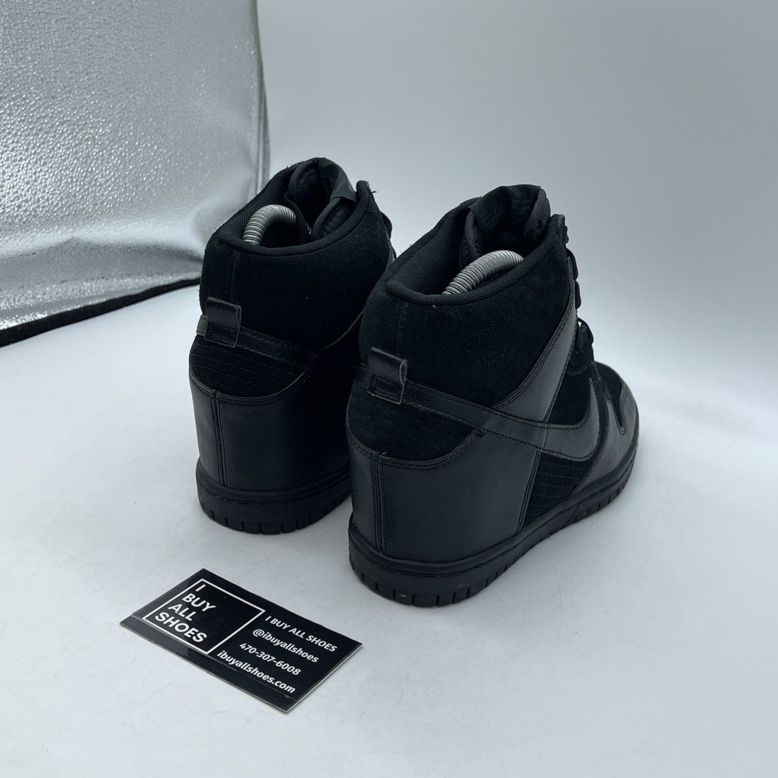Size 9W- Nike Dunk Sky High Black Out Suede Leather (528899-004)