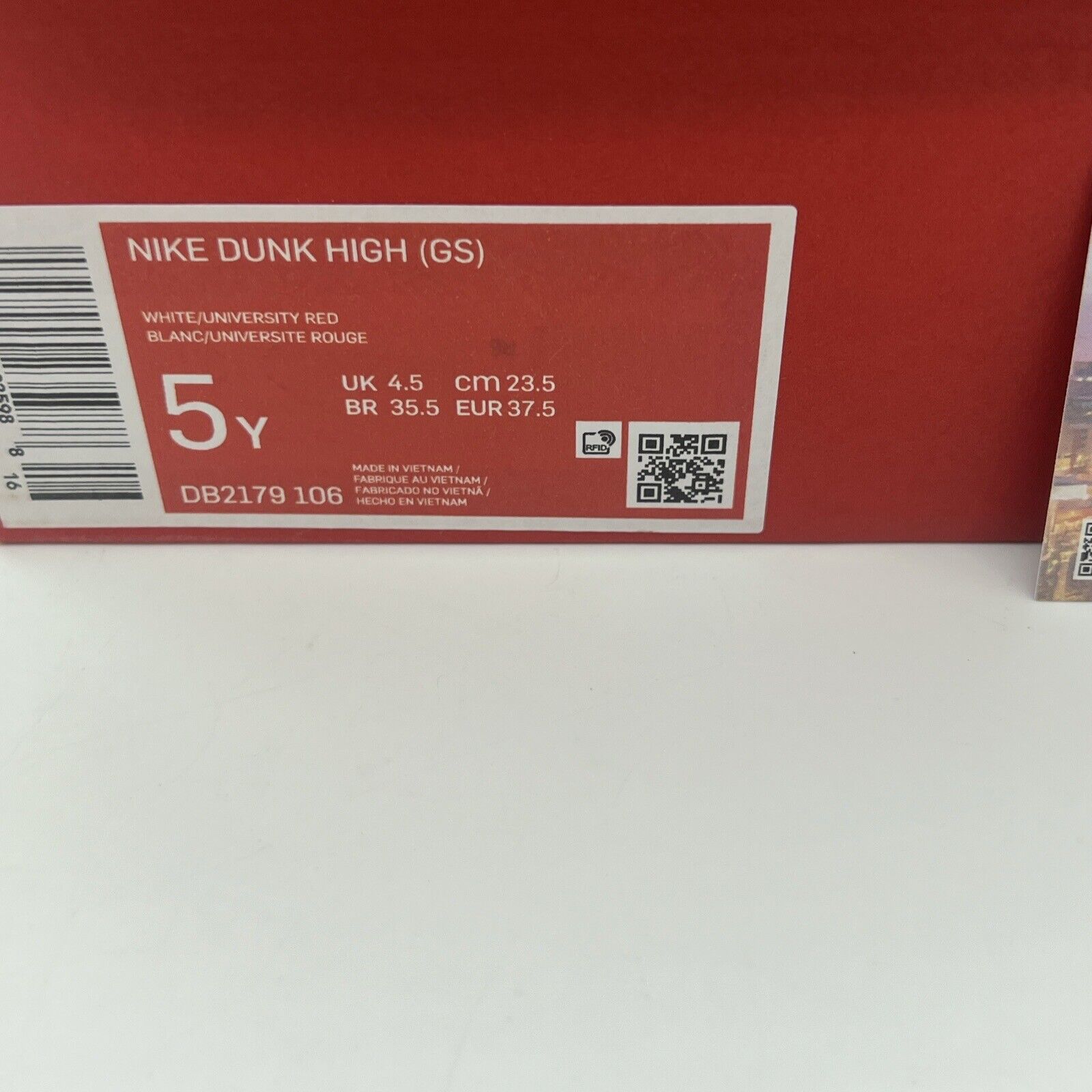 Nike Shoes 5 Youth Dunk High University Red Sneakers DB2179-106 Air Swoosh