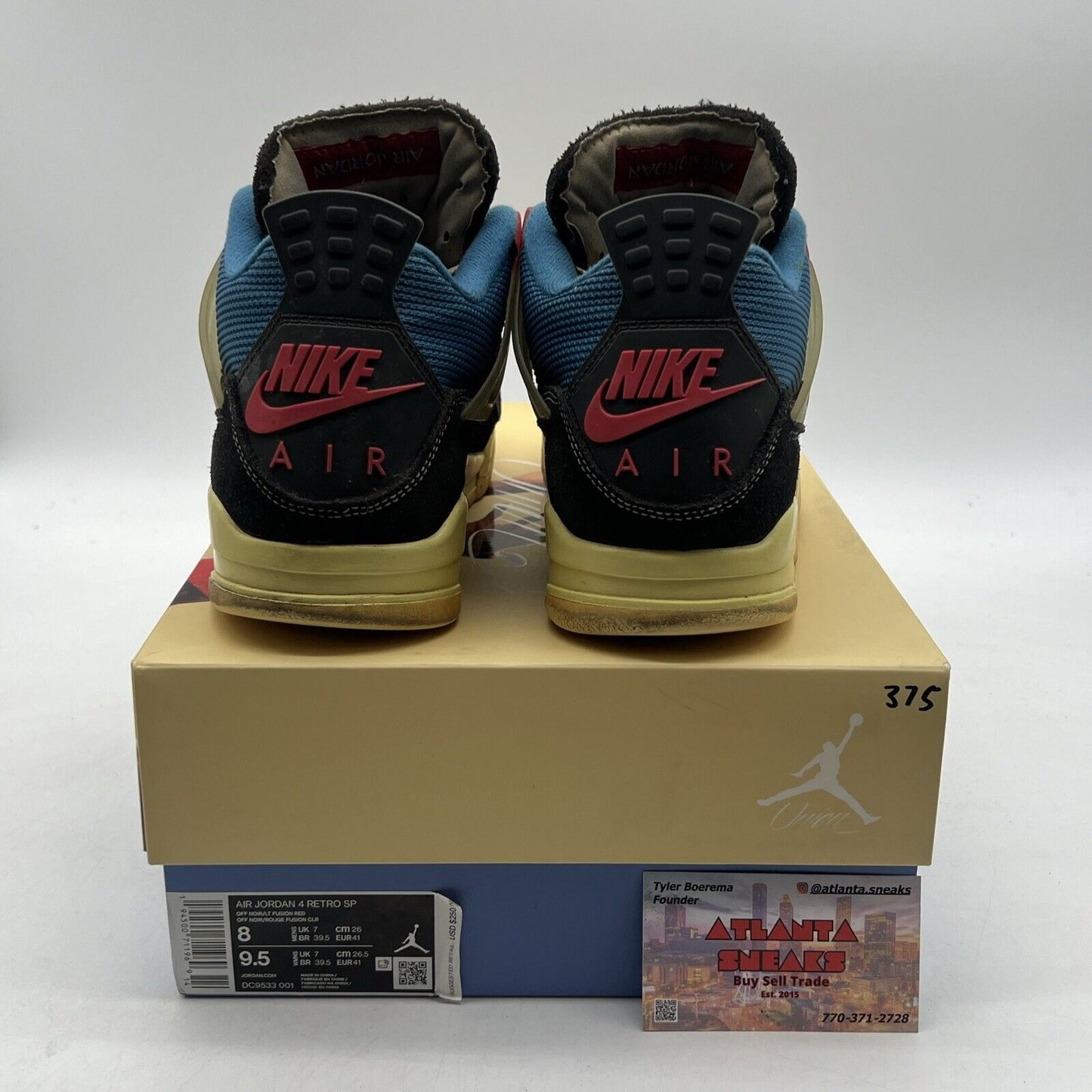 Size 8 - Jordan 4 Retro x Union LA Mid Off Noir (DC9533-001)