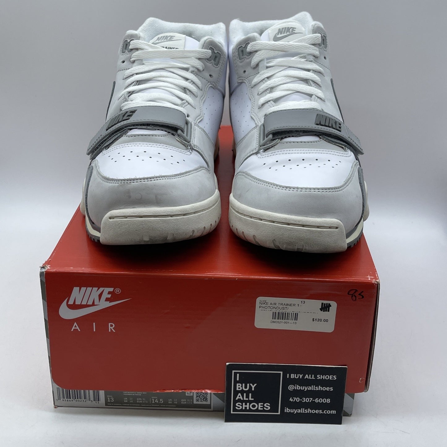 Size 13 - Nike Air Trainer 1 Photon Dust Grey White Suede Leather (DM0521-001)