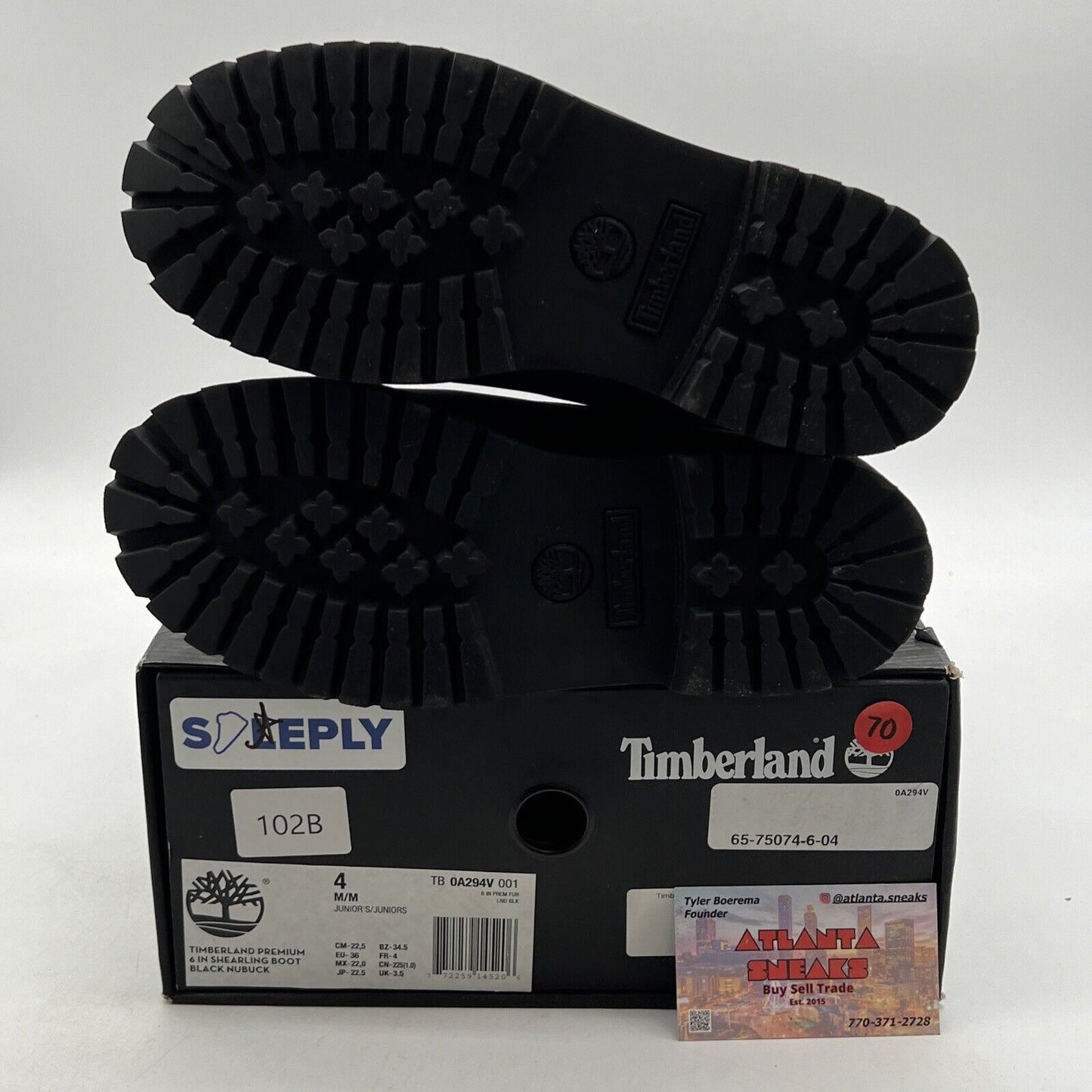 Size 4 - Timberland 6 Inch Premium Youth Kids Black Leather Boots NIB (TB0A294V)