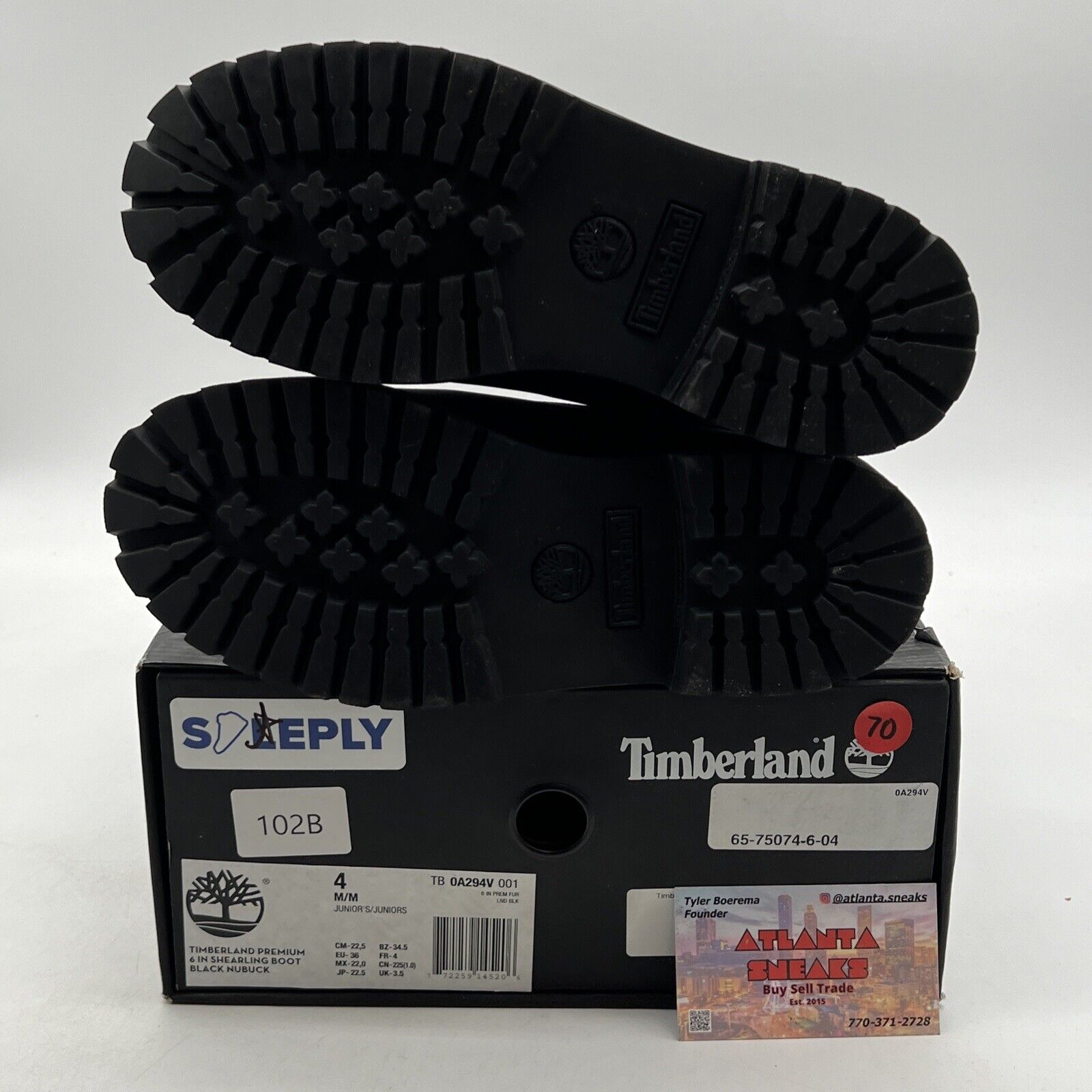 Size 4 - Timberland 6 Inch Premium Youth Kids Black Leather Boots NIB (TB0A294V)