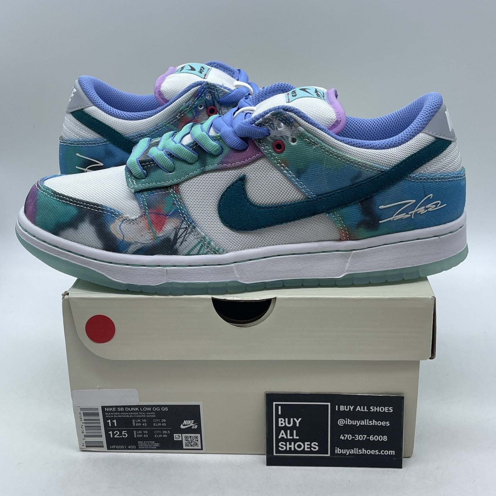 Size 11 - Futura Laboratories x Nike Dunk SB Low Bleached Aqua (HF6061-400)