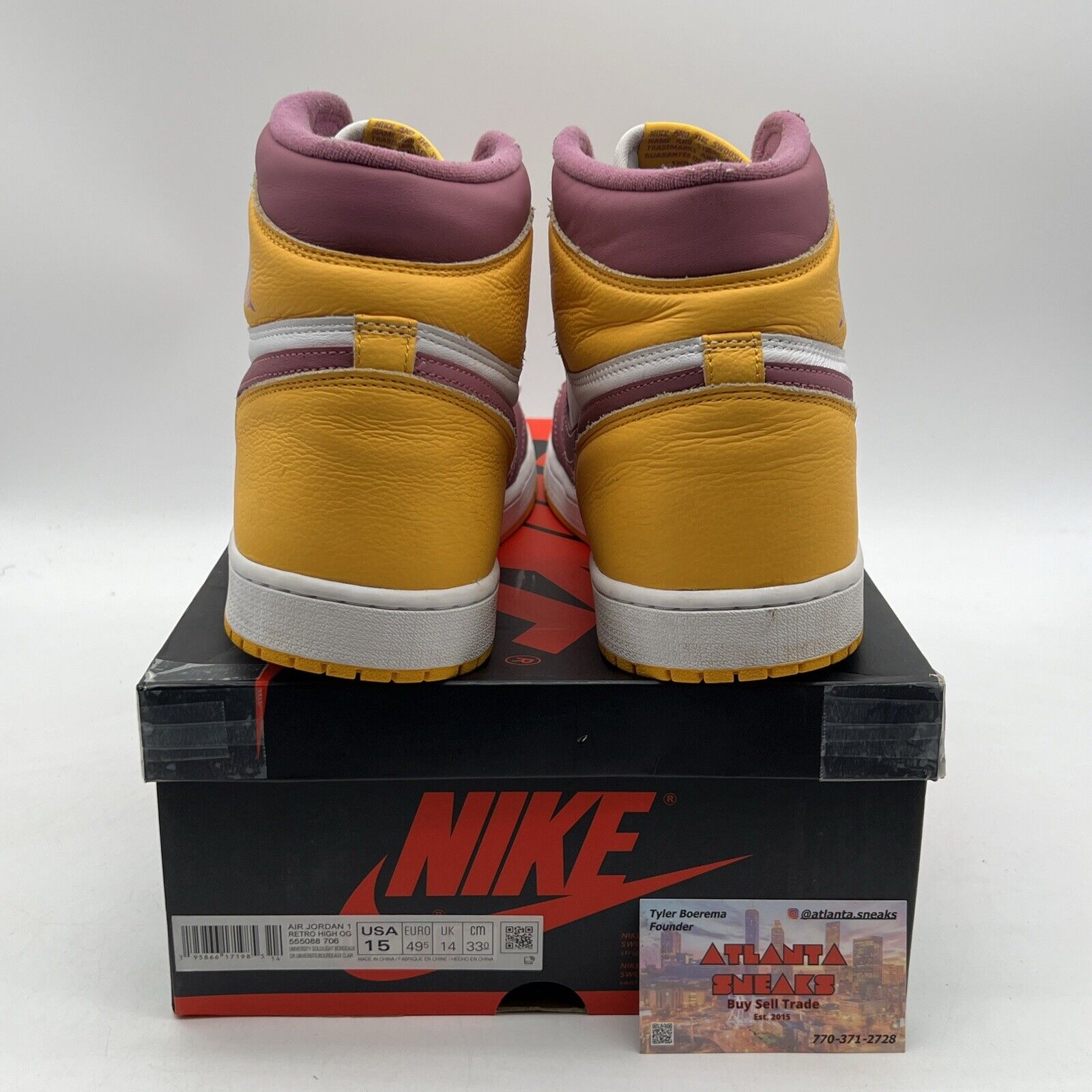 Size 15 - Jordan 1 Retro High OG Brotherhood 2022 Yellow Pink (555088-706)