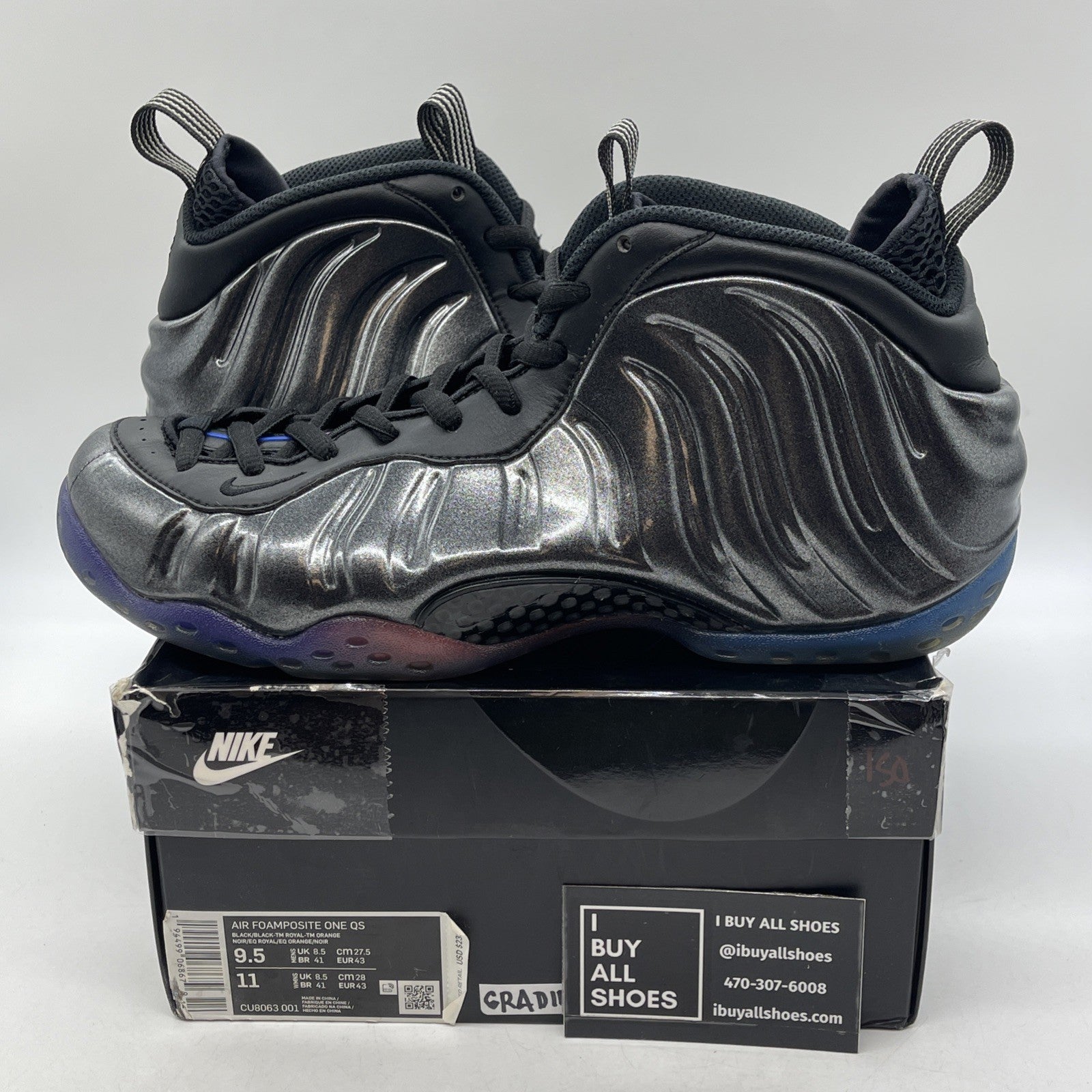 Size 9.5 - Nike Air Foamposite One QS Gradient Soles Grey Suede (CU8063-001)