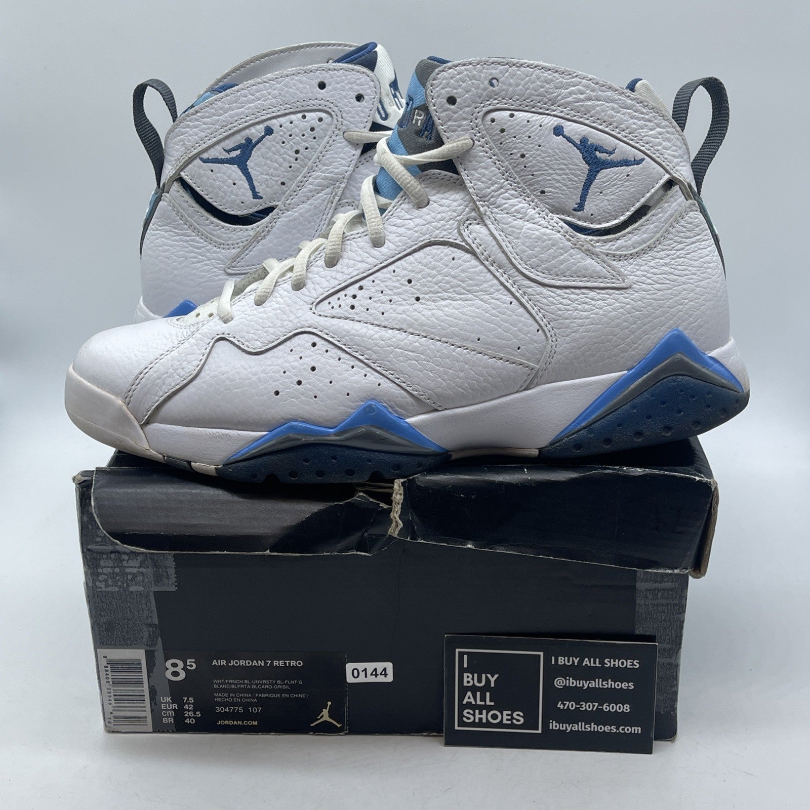 Size 8.5 - Air Jordan 7 Retro 2015 French Blue White Leather (304775-107)