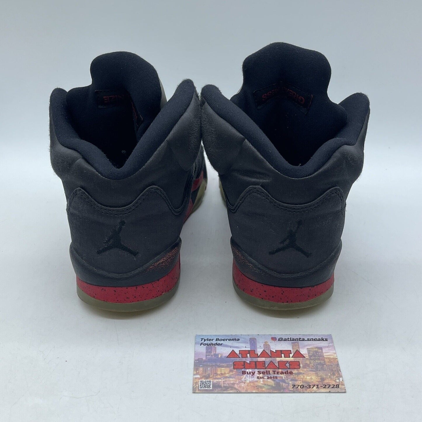 Size 7Y - Nike Air Jordan 5 V Retro Satin Bred Black Red Suede (440888-006)