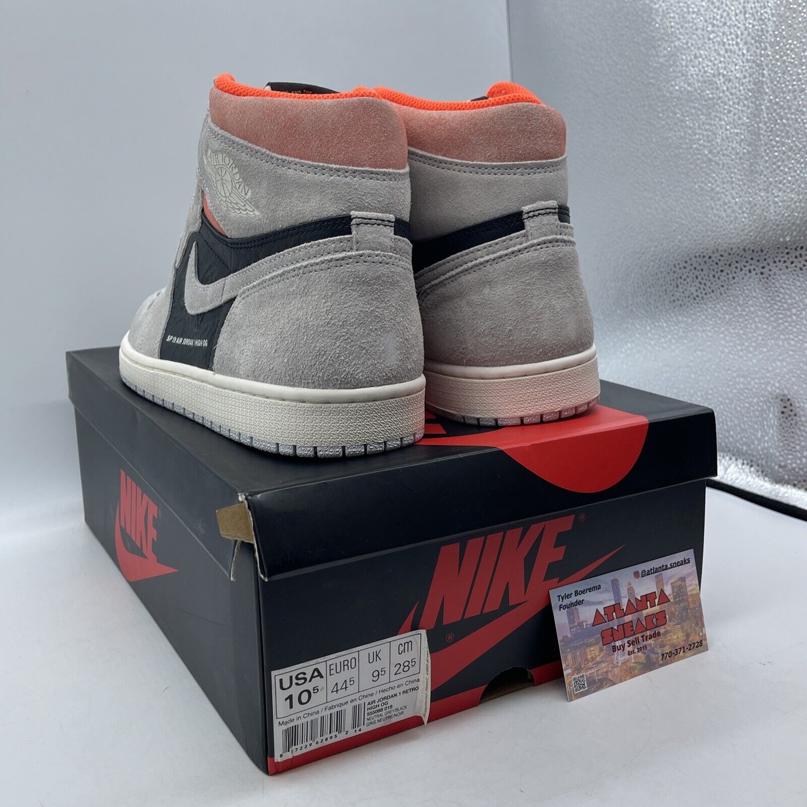 Size 10.5 - Air Jordan 1 Retro OG High Neutral Grey Black Suede (555088-018)