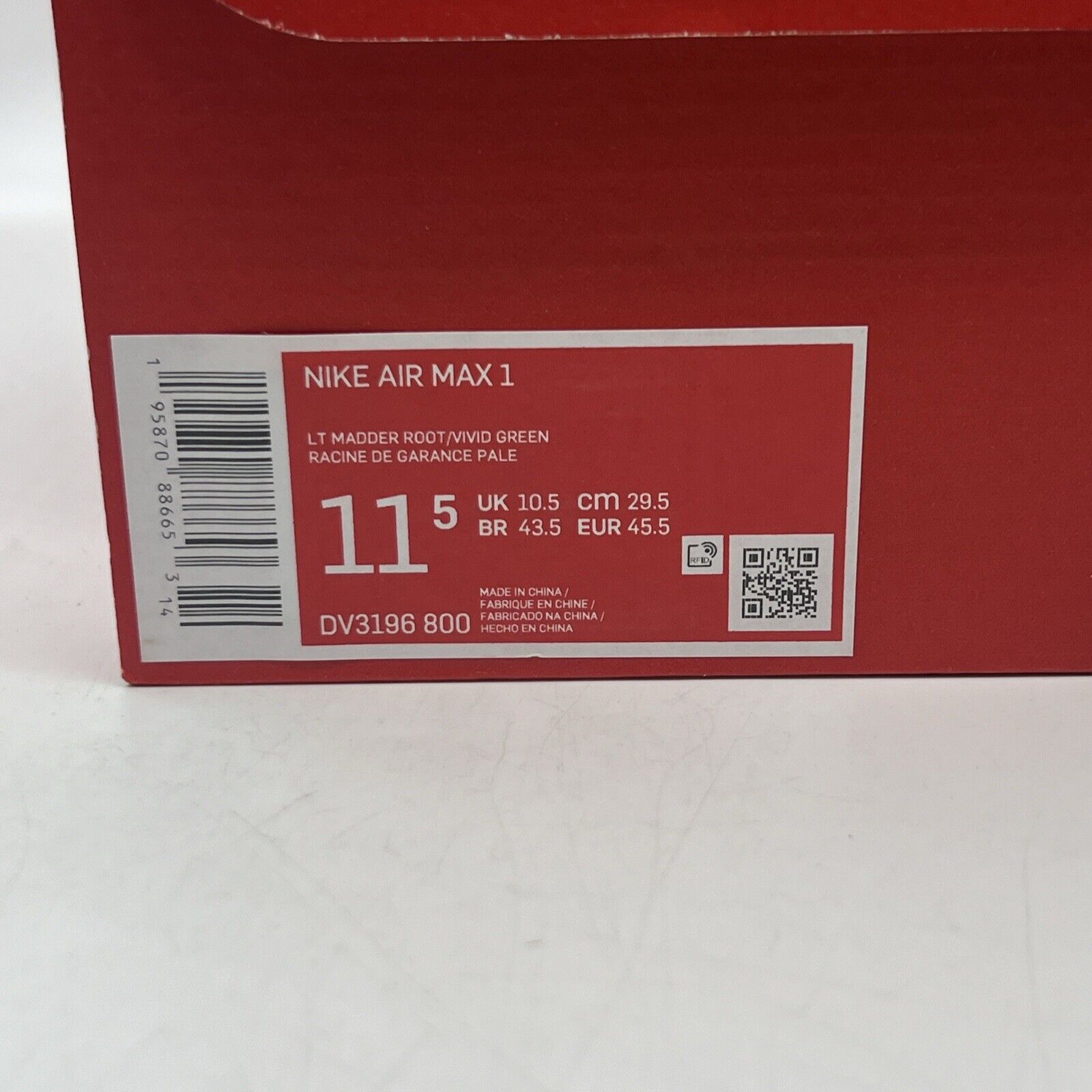 Size 11.5 - Nike Air Max 1 Light Madder Root 2022 Brand New Og All