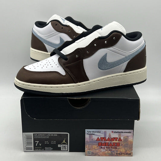 Size 7 - Air Jordan 1 Retro SE Low Brown Blue Grey’ Leather (FQ8156-142)