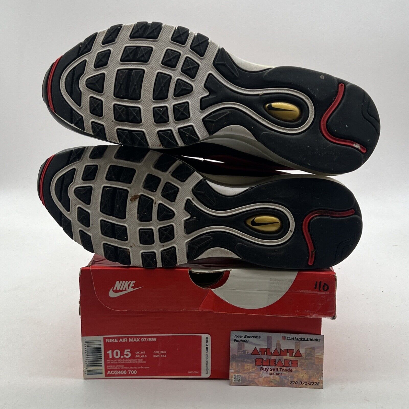 Size 10.5 - Nike Air Max 97/BW Metallic Gold Red (AO2406-700)