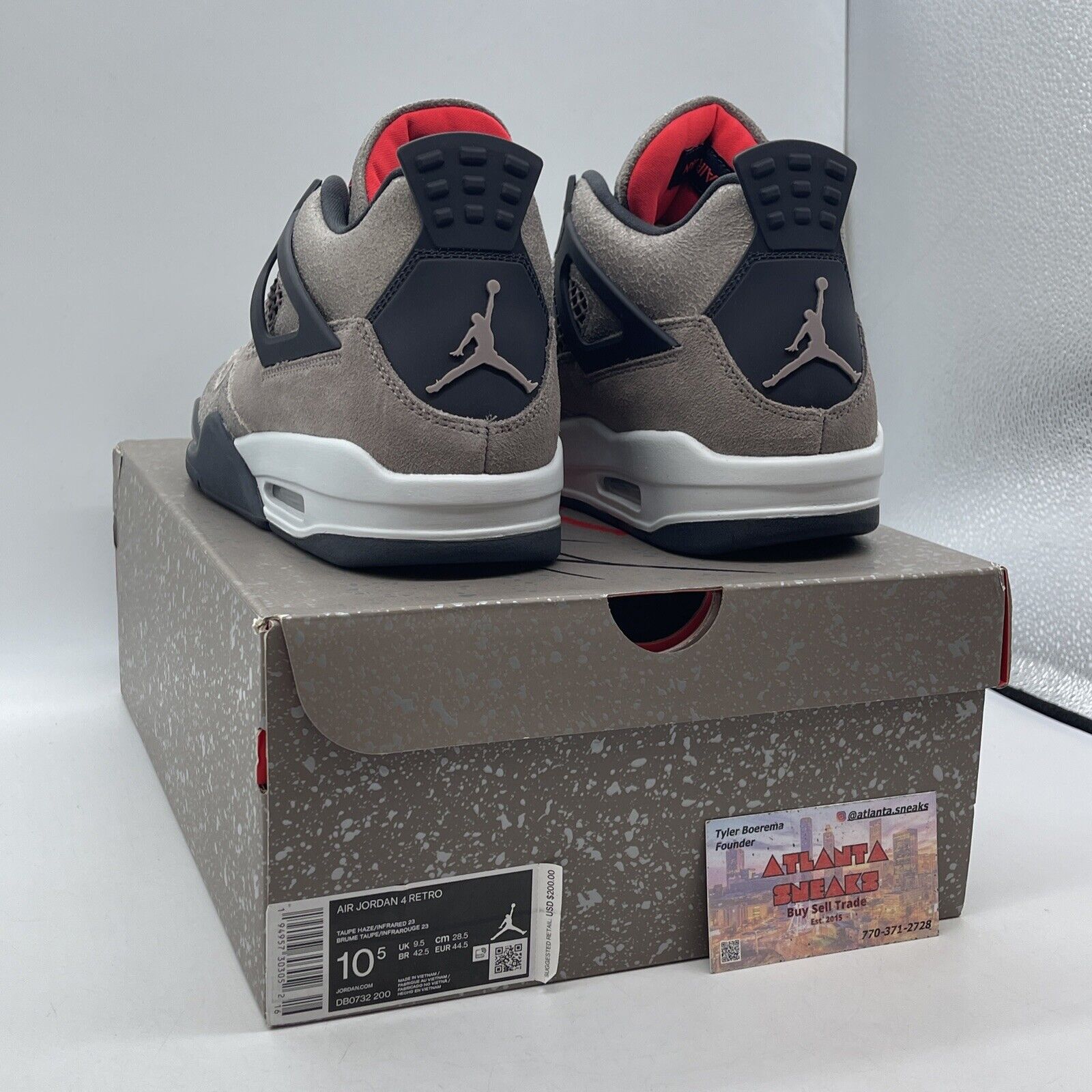 Size 10.5 - Jordan 4 Retro Mid Taupe Haze Brown Suede Black Leather (DB0732-200)