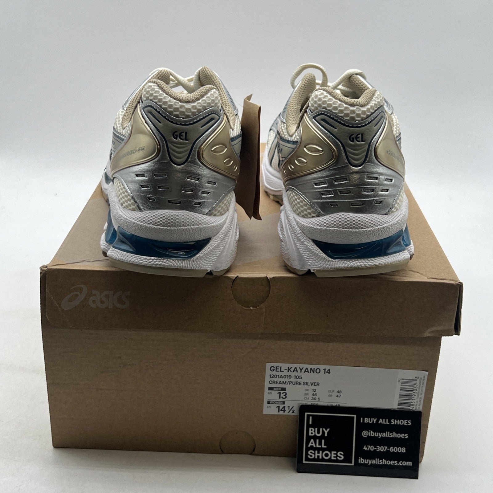 Size 13 - ASICS Gel Kayano 14 Cream Pure Silver (1201A019-105)