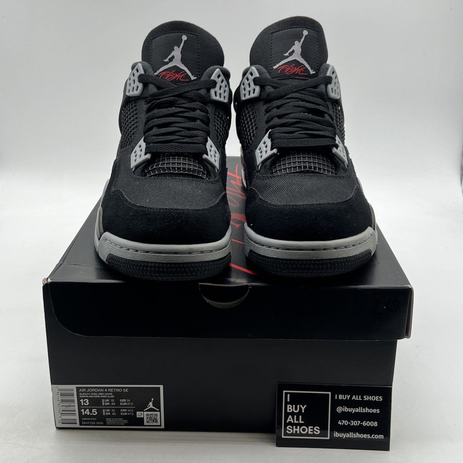 Size 13 - Air Jordan 4 Retro SE Mid Black Canvas (DH7138-006)