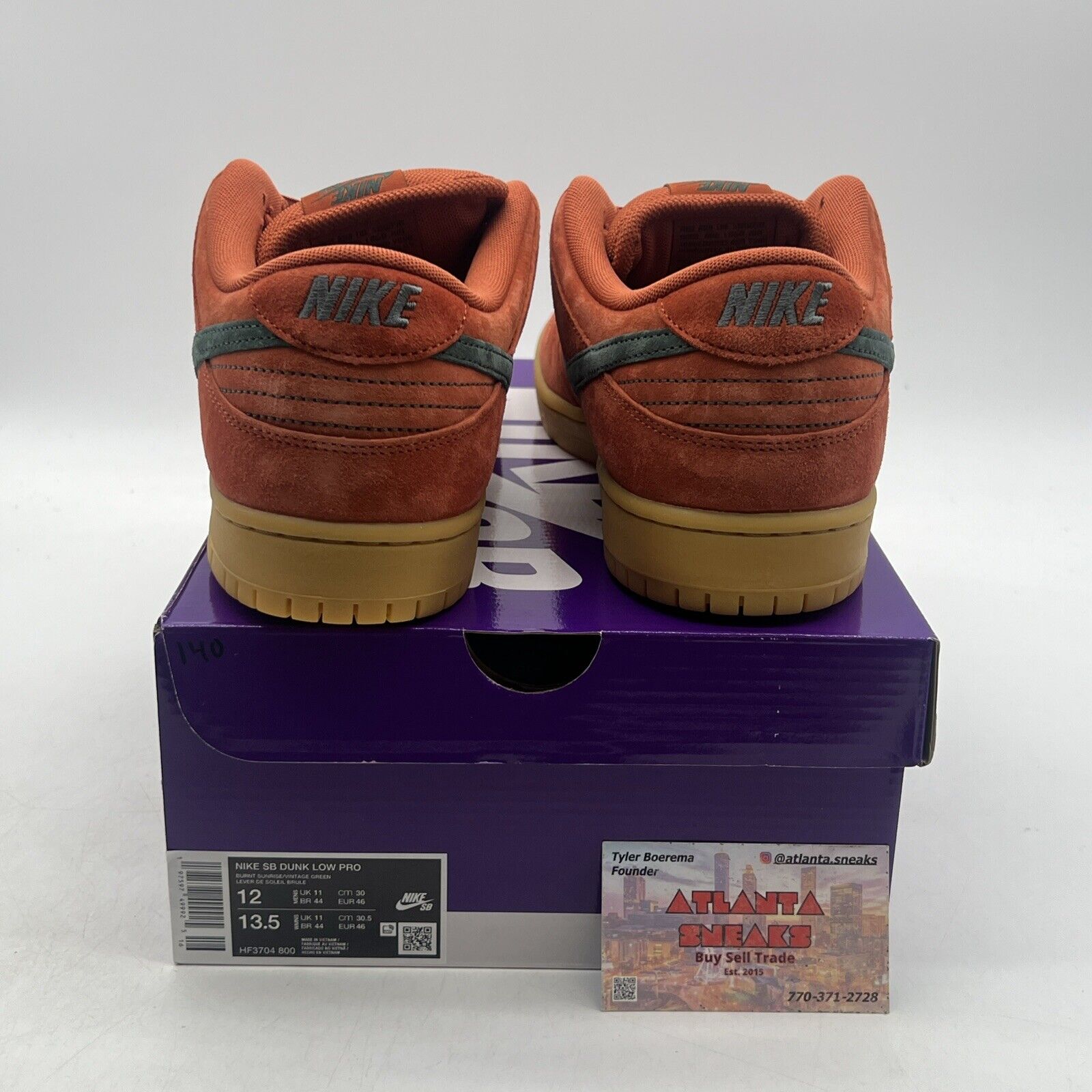 Size 12 - Nike Dunk SB Low Burnt Sunrise Gum Suede Black (HF3704-800)