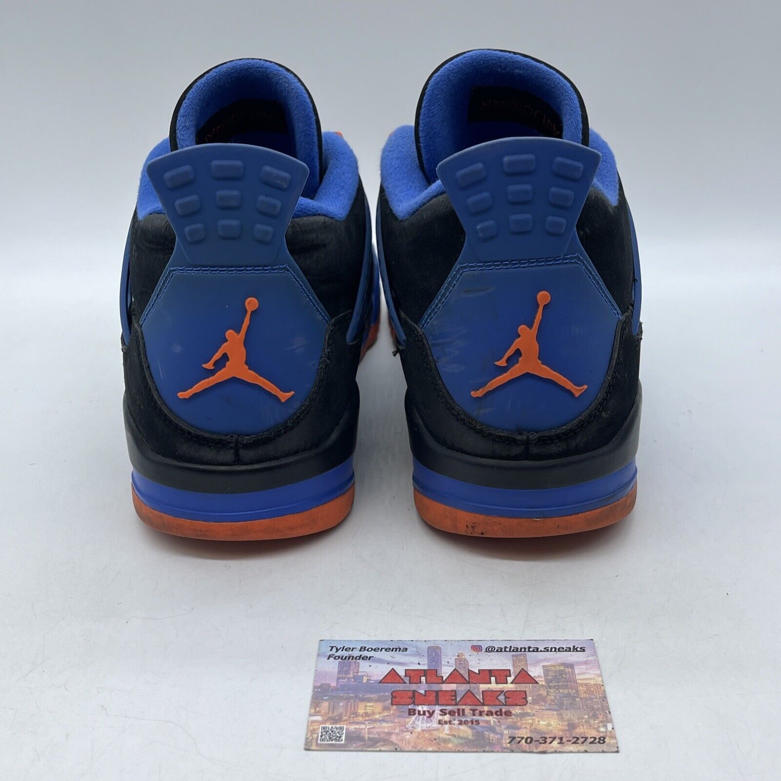 Size 12 - Air Jordan 4 Retro Cavs Orange Blue Black Suede Leather (308497-027)