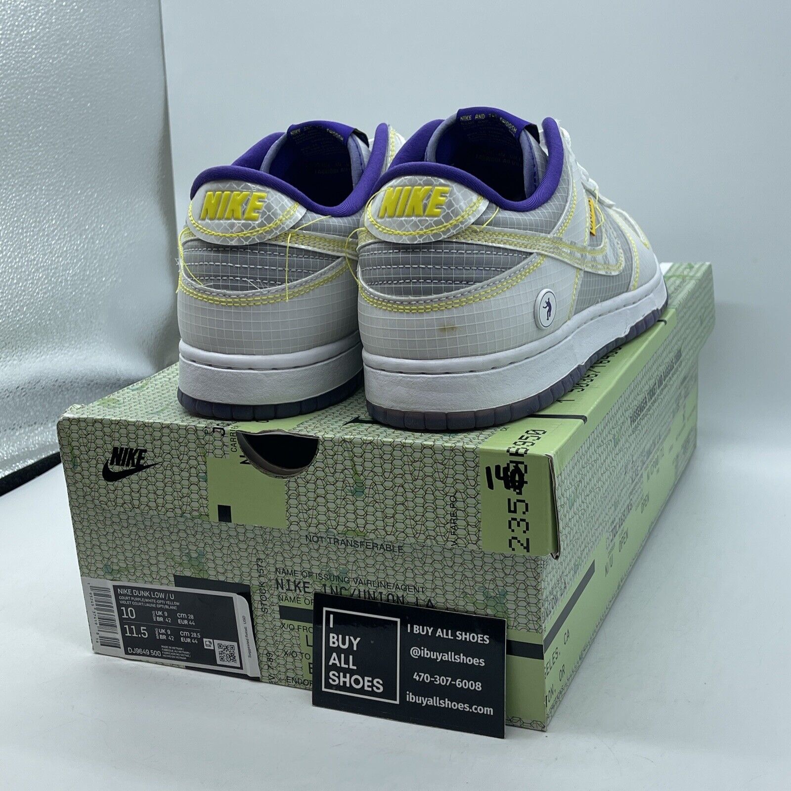Size 10 - Nike Union LA x Dunk Low Passport Pack - Court Purple (DJ9649-500)