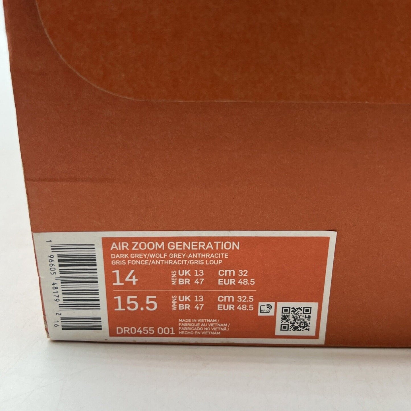 Size 14 - Nike Air Zoom Generation Retro Dark Grey (DR0455-001)