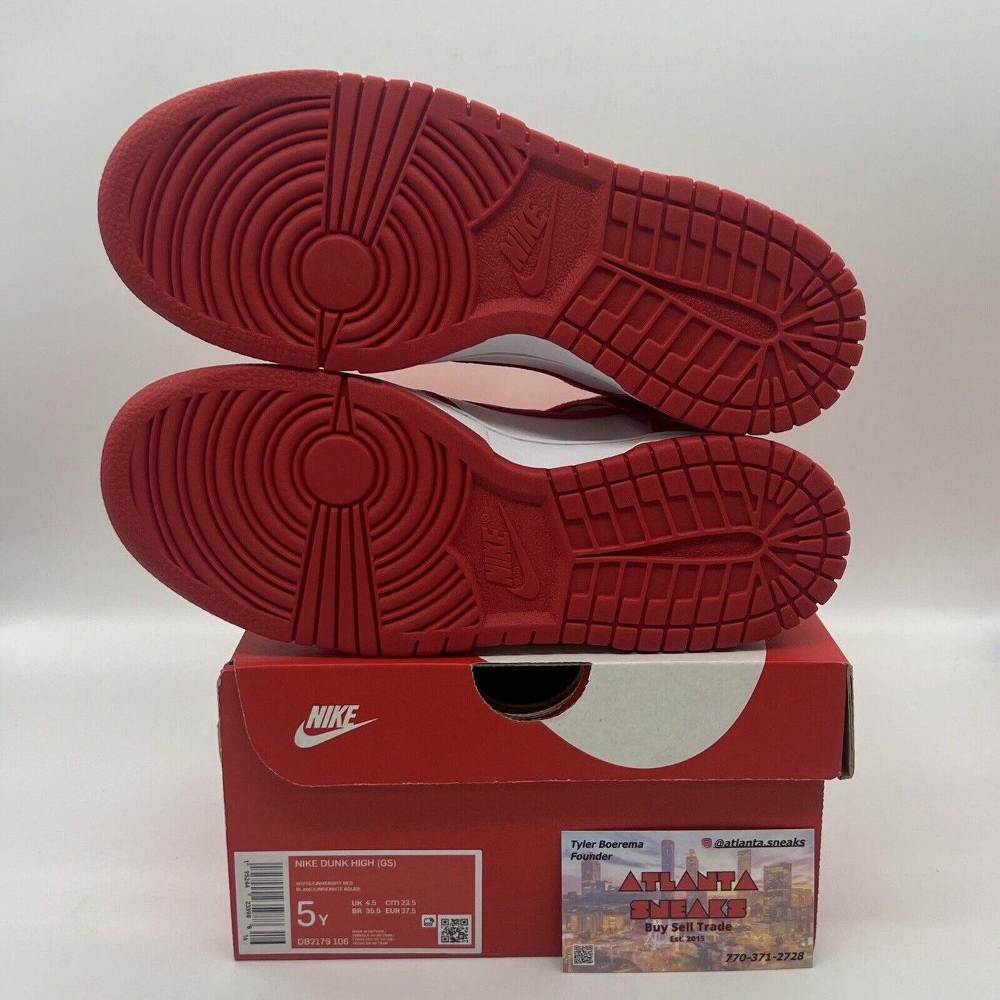 Nike Shoes 5 Youth Dunk High University Red Sneakers DB2179-106 Air Swoosh