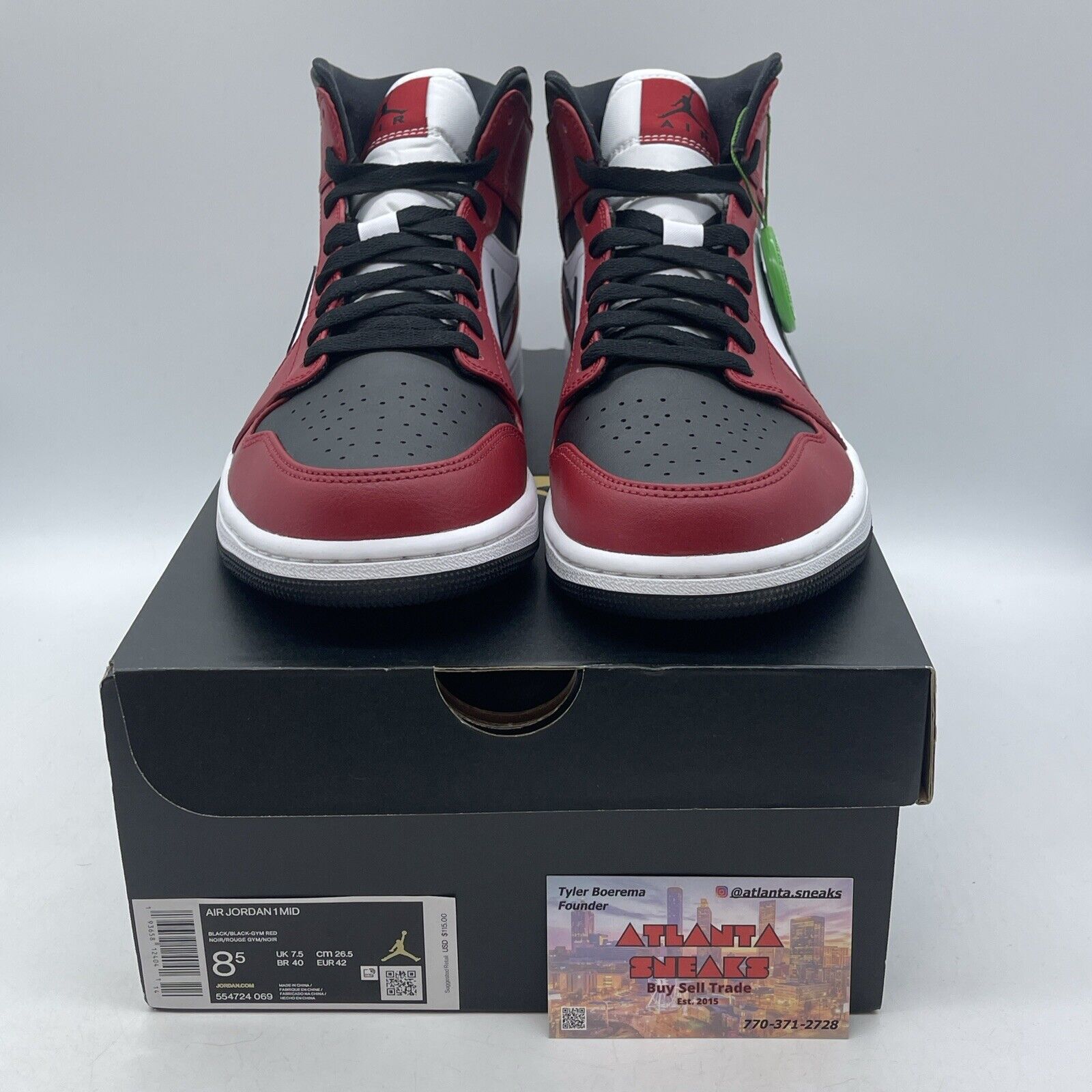 Size 8.5 - Jordan 1 Mid Chicago Black Toe 2020 Red White Leather (554724-069)