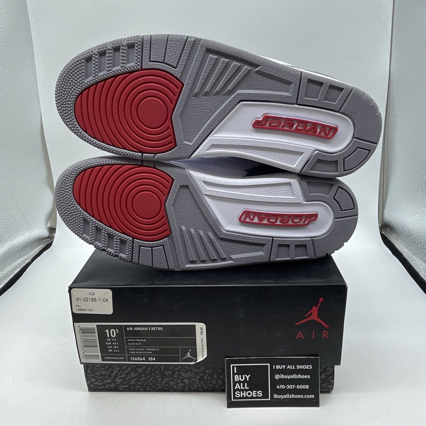 Size 10.5 - Air Jordan 3 Retro 2011 True Blue (136064-104)